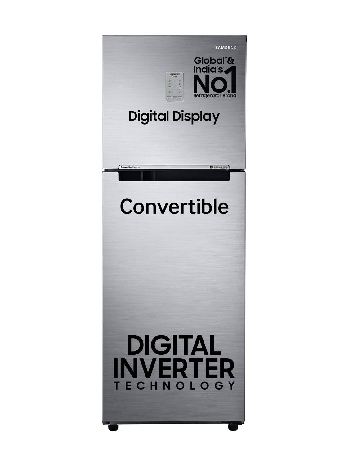 Samsung 236 L Frost Free Double Door 3 Star Convertible Refrigerator  with Digital Inverter and Display (Elegant Inox, RT28C3733S8/HL) — image 1 of 5