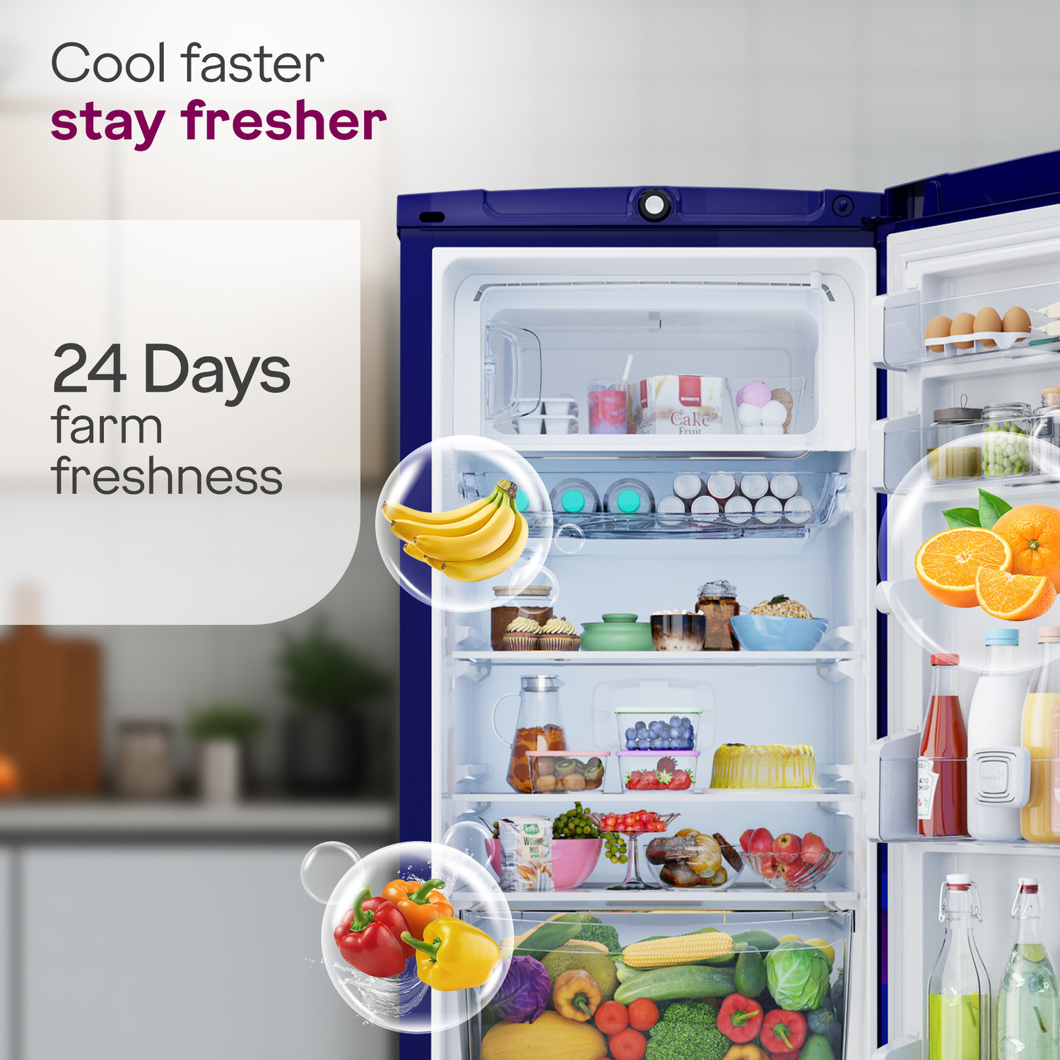 Image of Godrej 185 L Direct Cool Single Door 5 Star Refrigerator with Base Drawer 22L Jumbo Vegetable Tray Advanced Inverter Technology