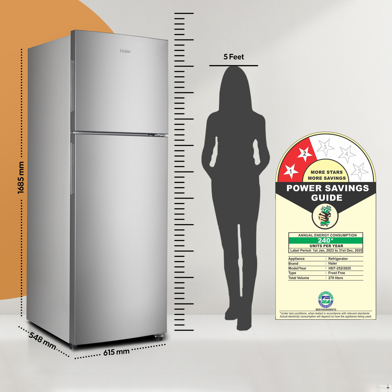 Image of Haier 240 L Frost Free Double Door 2 Star Refrigerator