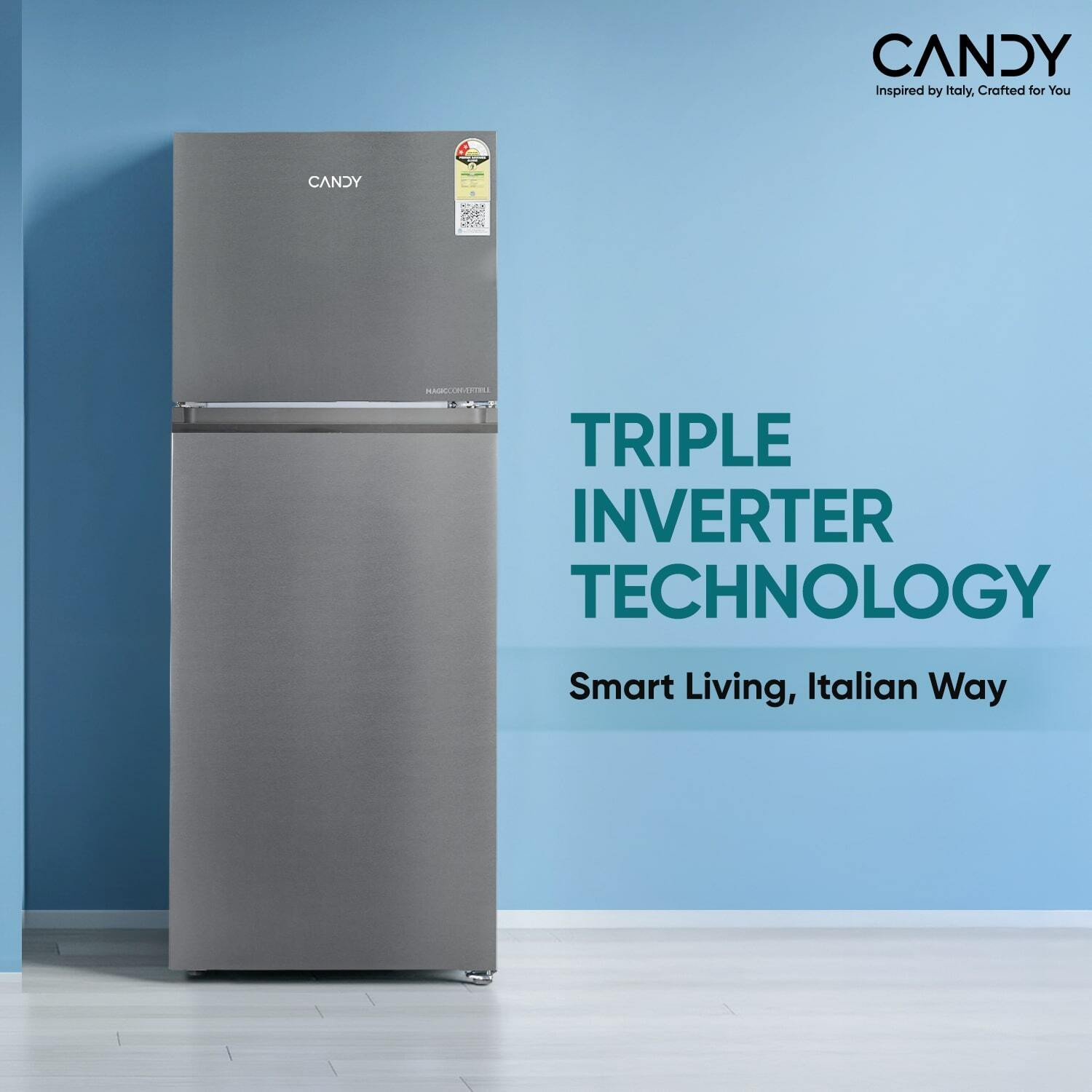 Image of CANDY 328 L Frost Free Double Door 3 Star Refrigerator with 10 in 1 Convertible Refrigerator , Inverter Compressor