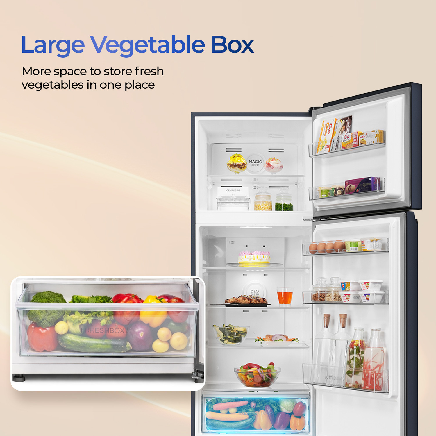 Image of Haier 328 L Frost Free Double Door 2 Star Convertible Refrigerator with Triple Inverter , 10 In 1 Convertible Modes, Digital Touch Display & Spacious Fresh Zone ( 2026 Model)