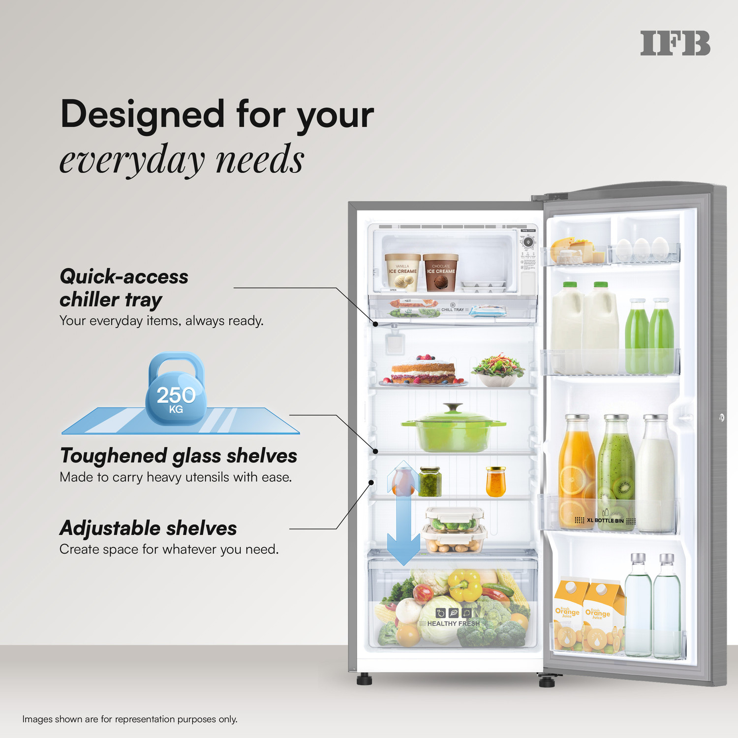 Image of IFB 197 L Direct Cool Single Door 5 Star Refrigerator with 30 Hrs Cooling Retention, Big Vegetable Box with Humidity Controller (25 Days Fresh), XL Bottle Bin, Advanced Inverter Compressor & 4 Year Super Warranty
