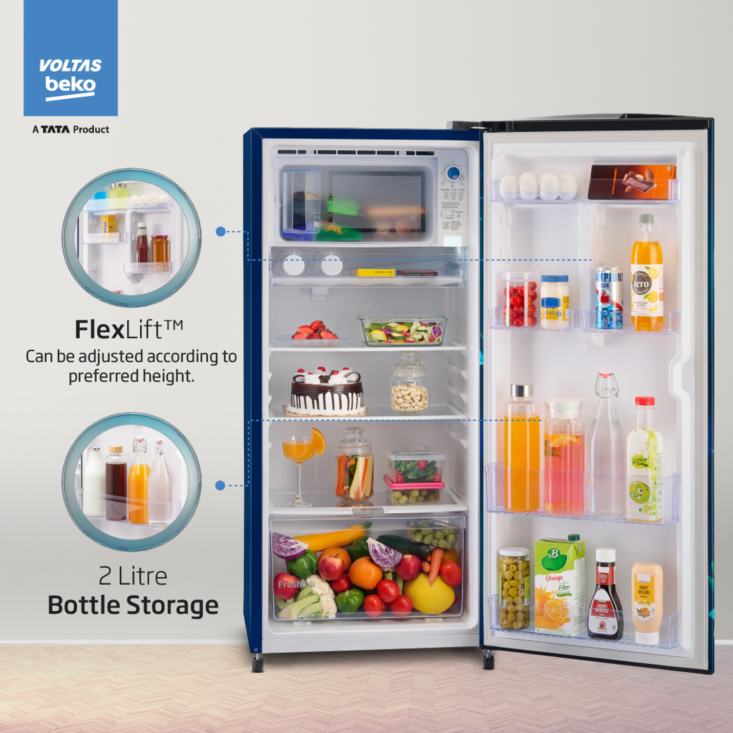 Image of Voltas Beko 183 L Direct Cool Single Door 2 Star Refrigerator