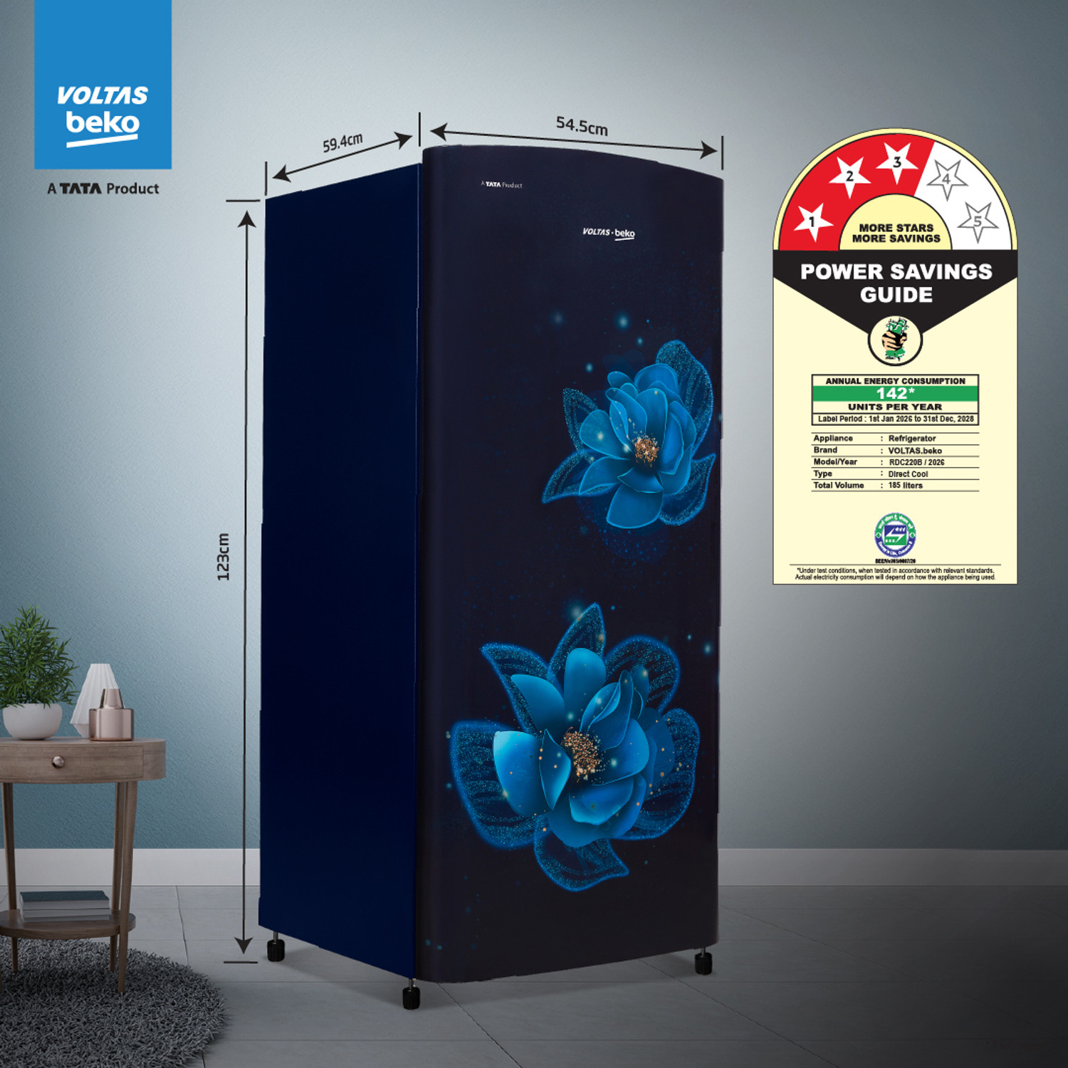 Image of Voltas Beko 183 L Direct Cool Single Door 3 Star Refrigerator