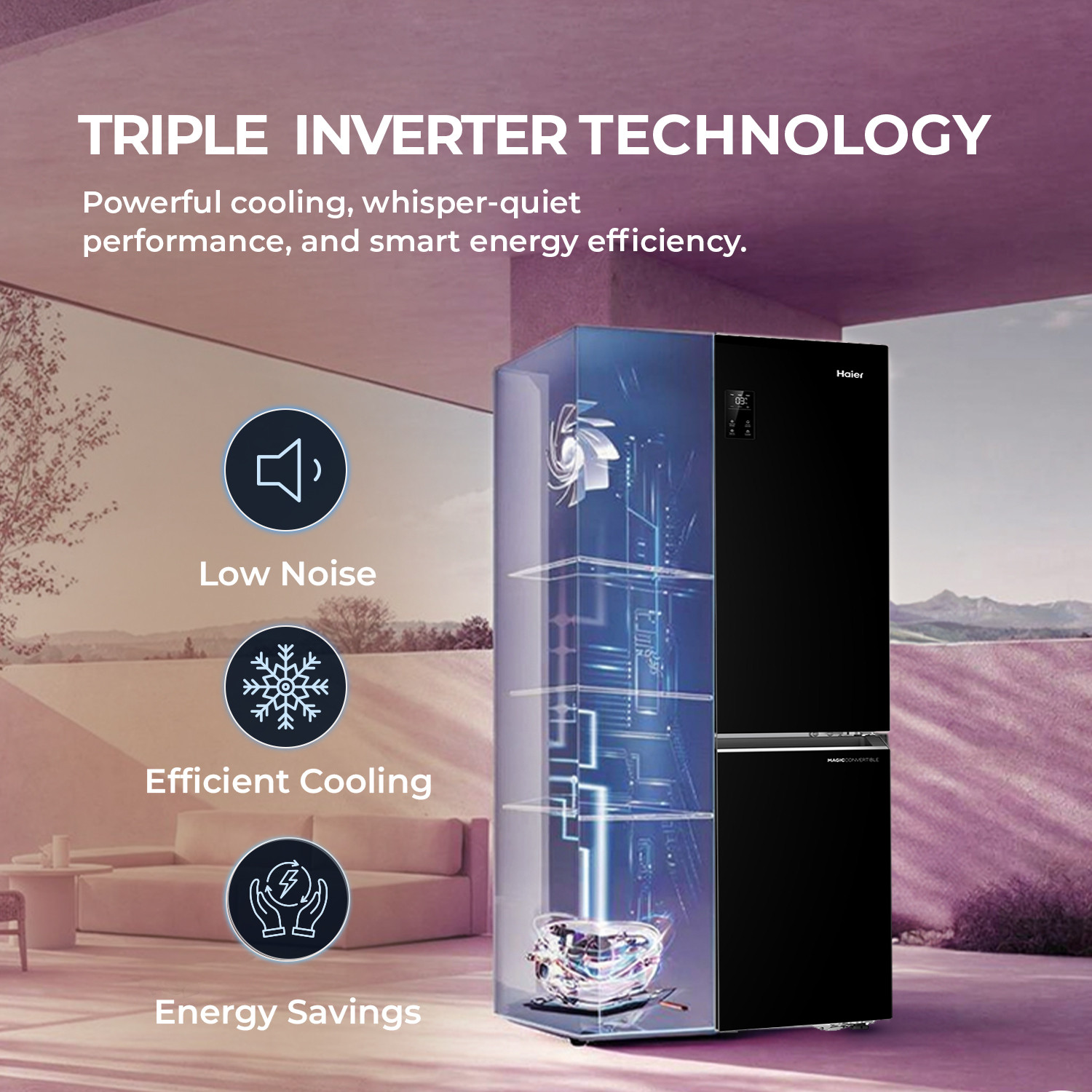 Image of Haier 520 L Frost Free Multi-Door 3 Star Convertible Refrigerator with Lumiere Triple Inverter French Door Side by Side (Magic Zone, Deo Fresh Technology, 2026 Model)