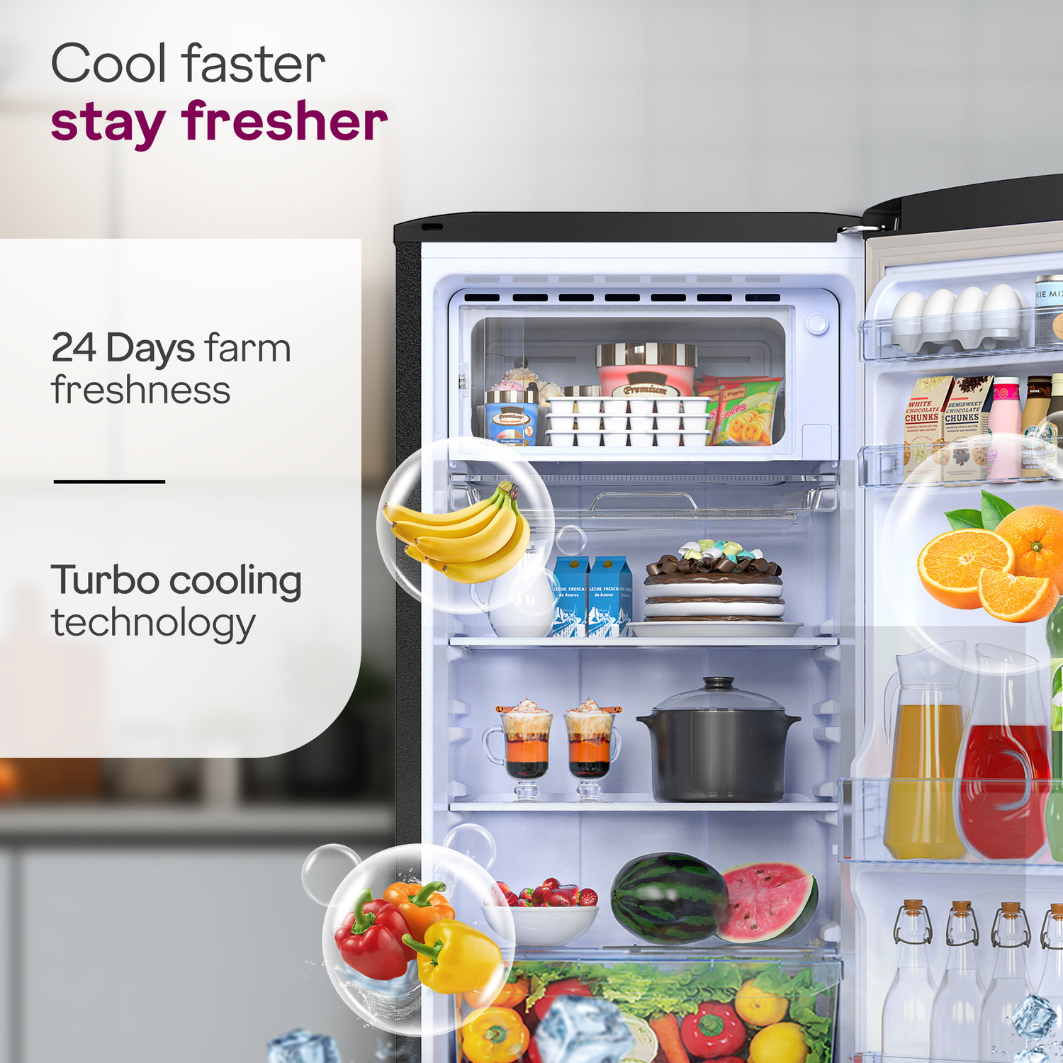 Image of Godrej 194 L Direct Cool Single Door 5 Star Refrigerator with 24 Days Farm Freshness 16L Jumbo Vegetable Tray Advanced Inverter Technology