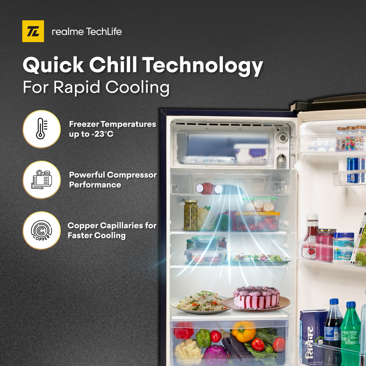 Image of realme TechLife 180 L Direct Cool Single Door 2 Star Refrigerator