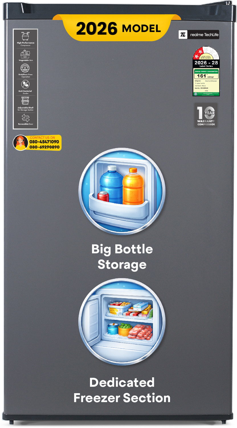Image of realme TechLife 84 L Direct Cool Single Door 2 Star Refrigerator