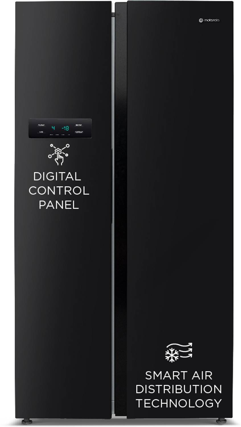 MOTOROLA 584 L Frost Free Side by Side Refrigerator with Intelligent LED Touch Control Panel and Smart Adaptive Cooling