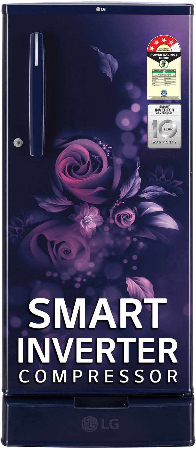 Image of LG 185 L Direct Cool Single Door 4 Star Refrigerator with Base Drawer with Smart Inverter Compressor, Auto Smart Connect, Fast Ice Making