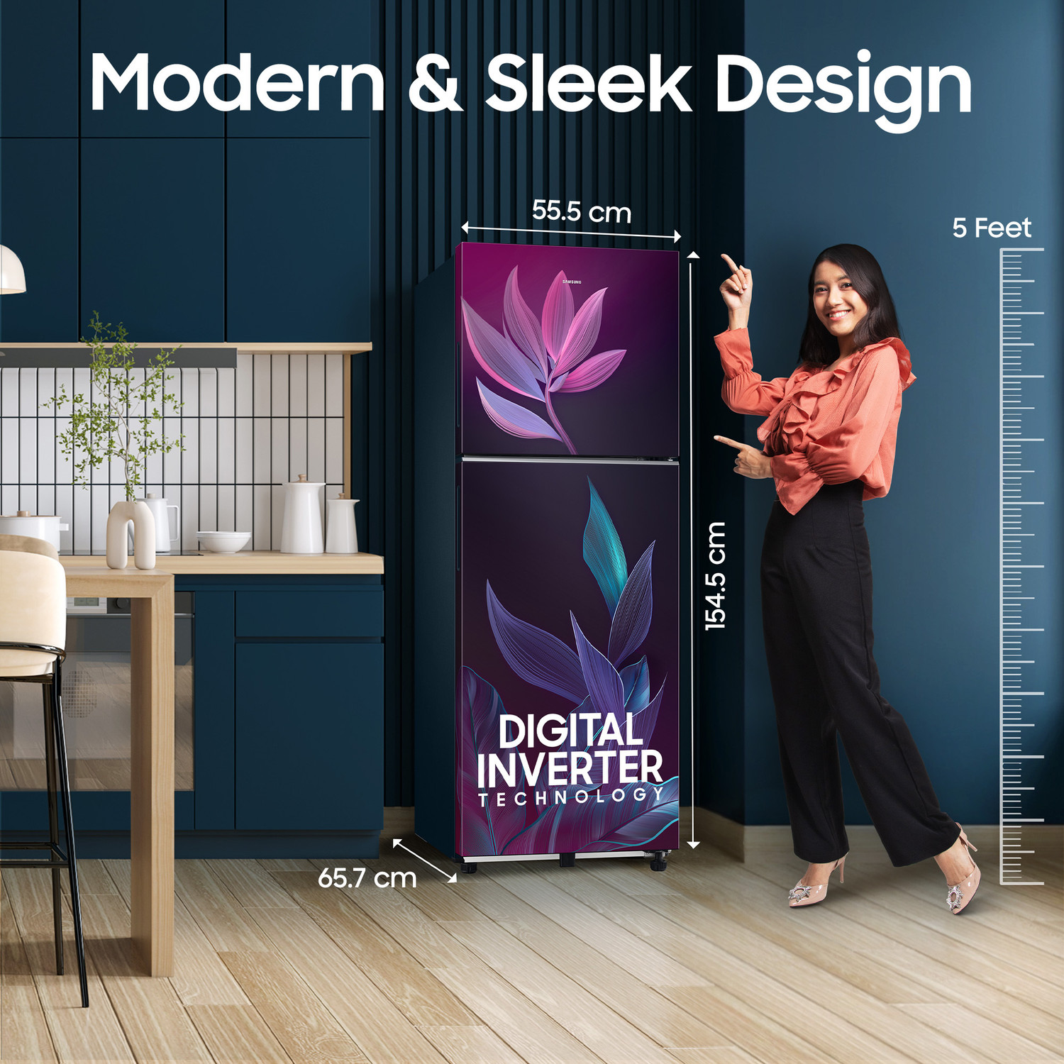 Image of Samsung 236 L Frost Free Double Door 2 Star Refrigerator with Digital Inverter, 2026 Model