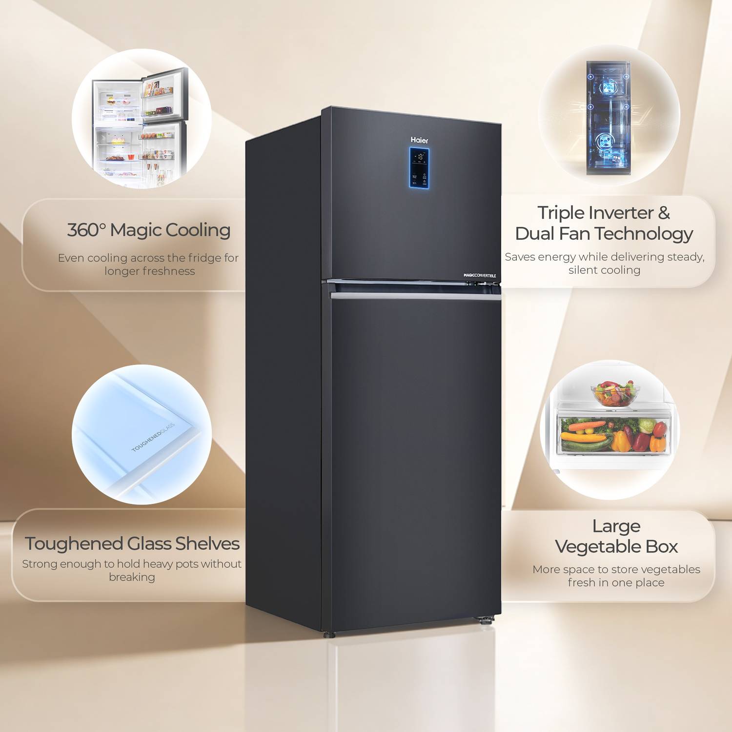 Haier 328 L Frost Free Double Door 2 Star Convertible Refrigerato... more