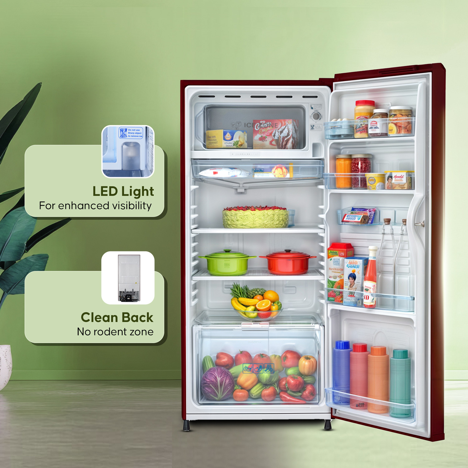 Image of Haier 190 L Direct Cool Single Door 2 Star Refrigerator with 1 Hour Icing TechnologyToughned Glass ShelfLarge Vegetable Box