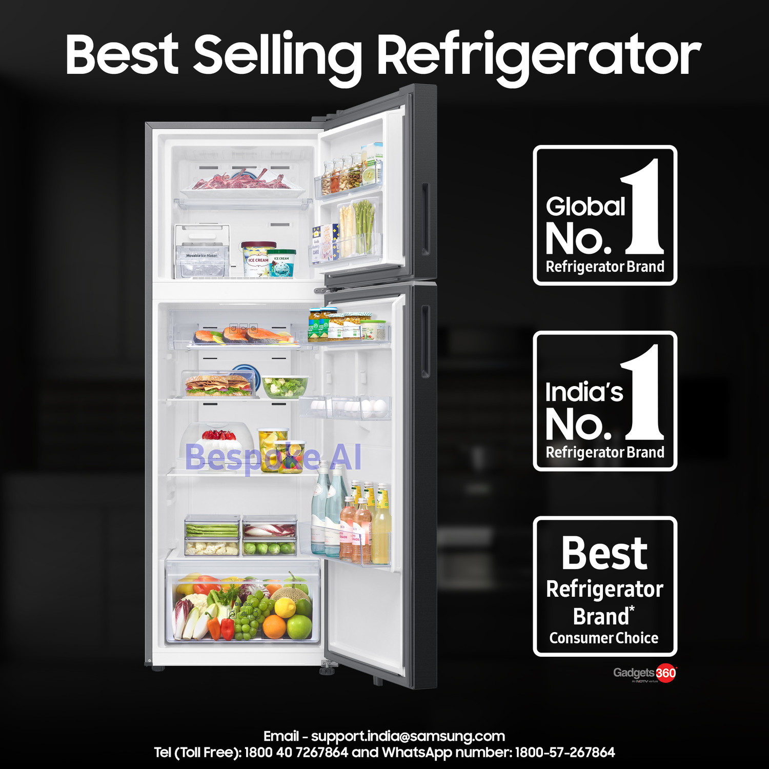 Image of Samsung 330 L Frost Free Double Door 3 Star Refrigerator
