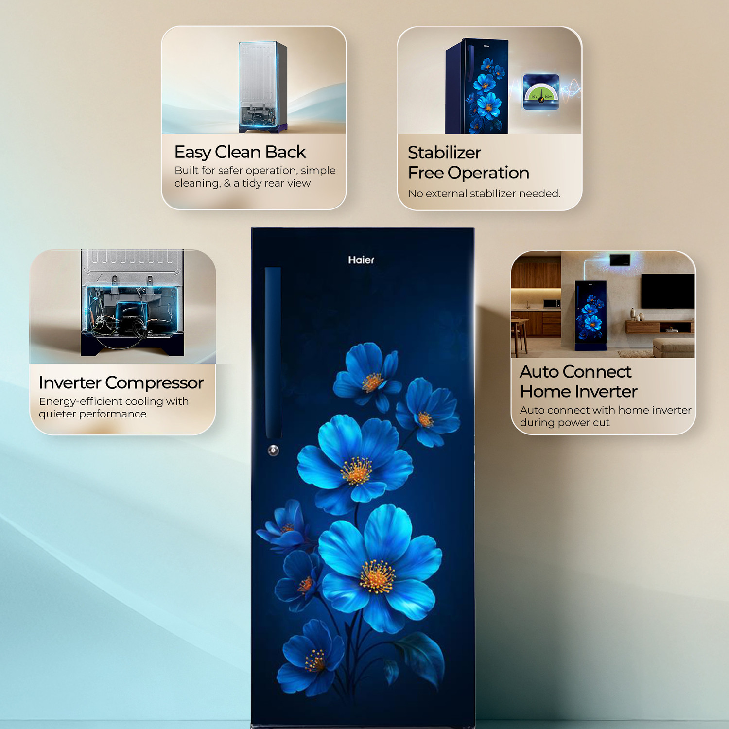 Image of Haier 215 L Direct Cool Single Door 5 Star Refrigerator with Base Drawer with Fast Ice Making, Easy Clean Back, Large Vegetable Box