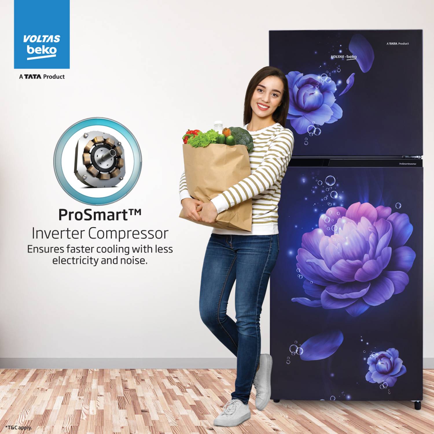 Voltas Beko 243 L Frost Free Double Door Refrigerator - Image 4
