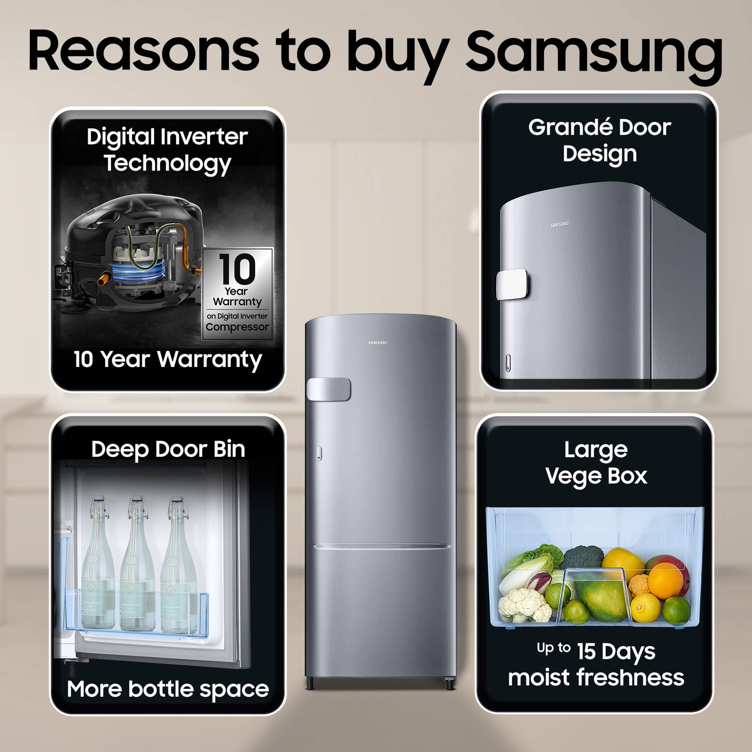 Samsung 183L Direct Cool Single Door Refrigerator - Image 4