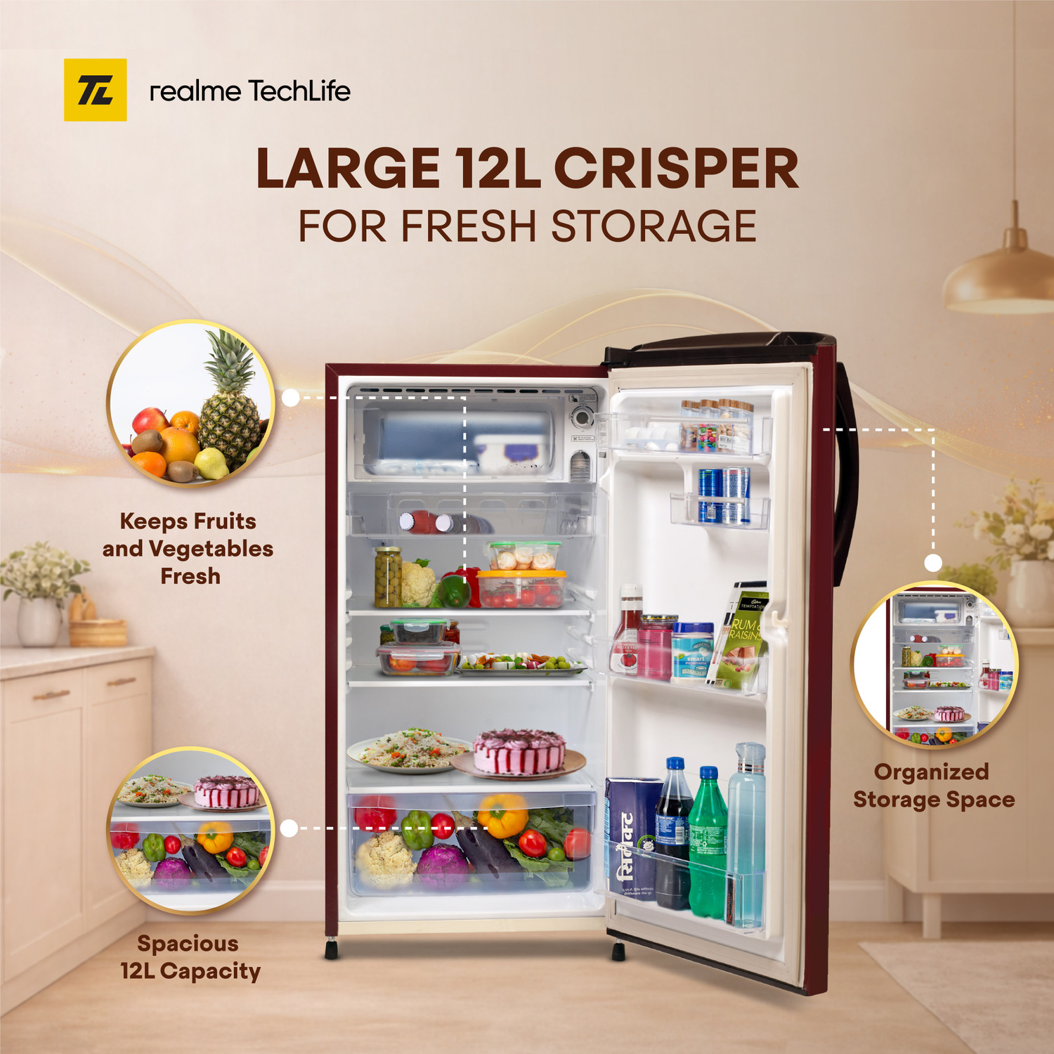 Image of realme TechLife 180 L Direct Cool Single Door 4 Star Refrigerator