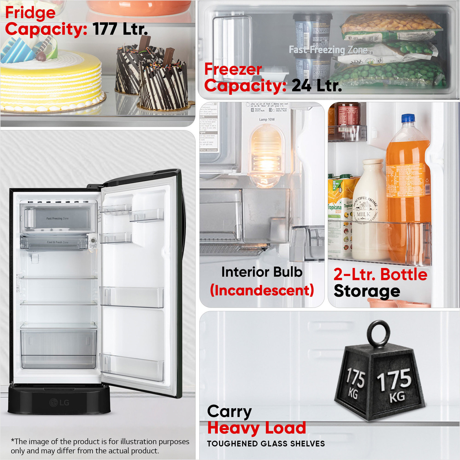 Image of LG 201 L Direct Cool Single Door 5 Star Refrigerator with Base Drawer