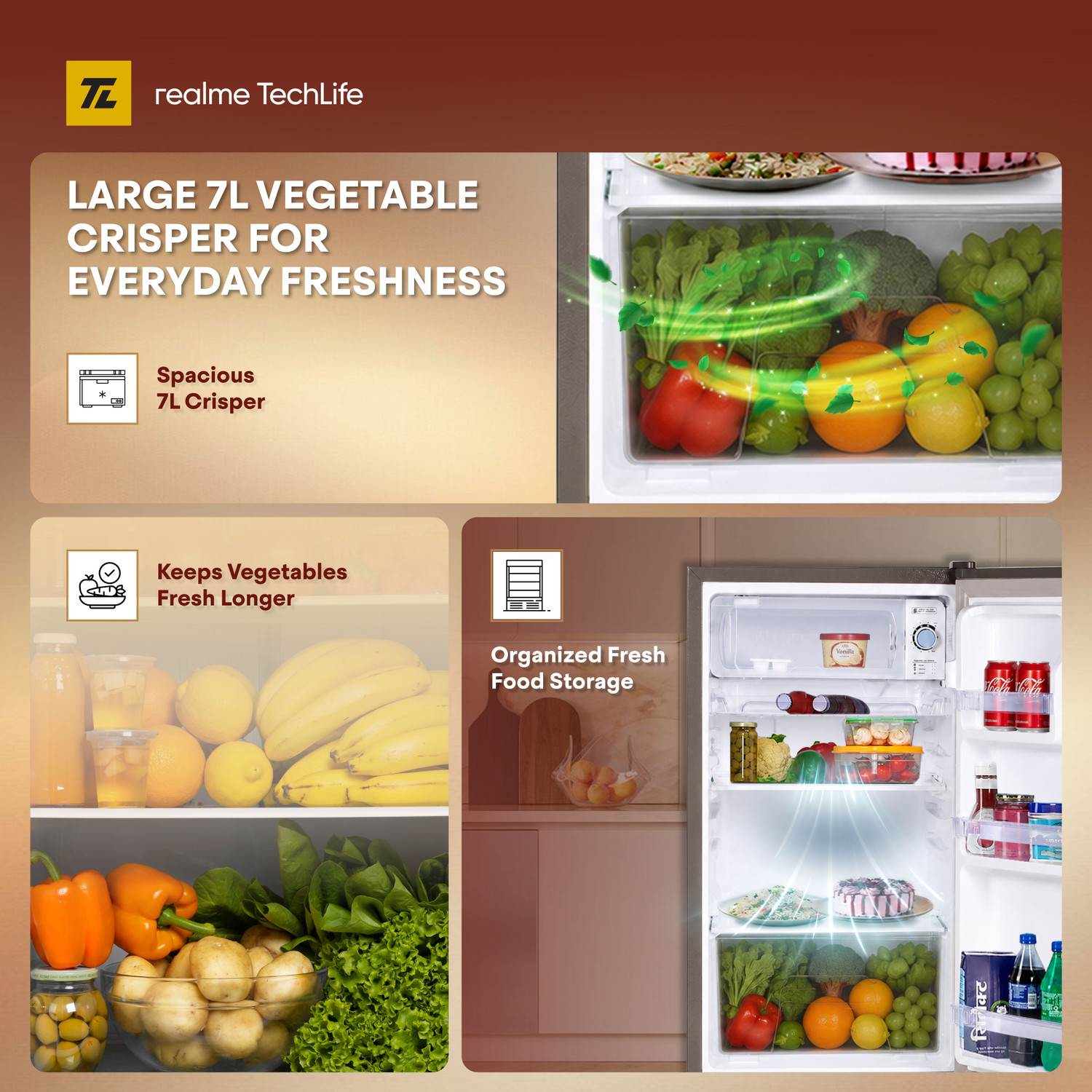 Image of realme TechLife 100 L Direct Cool Single Door 1 Star Refrigerator