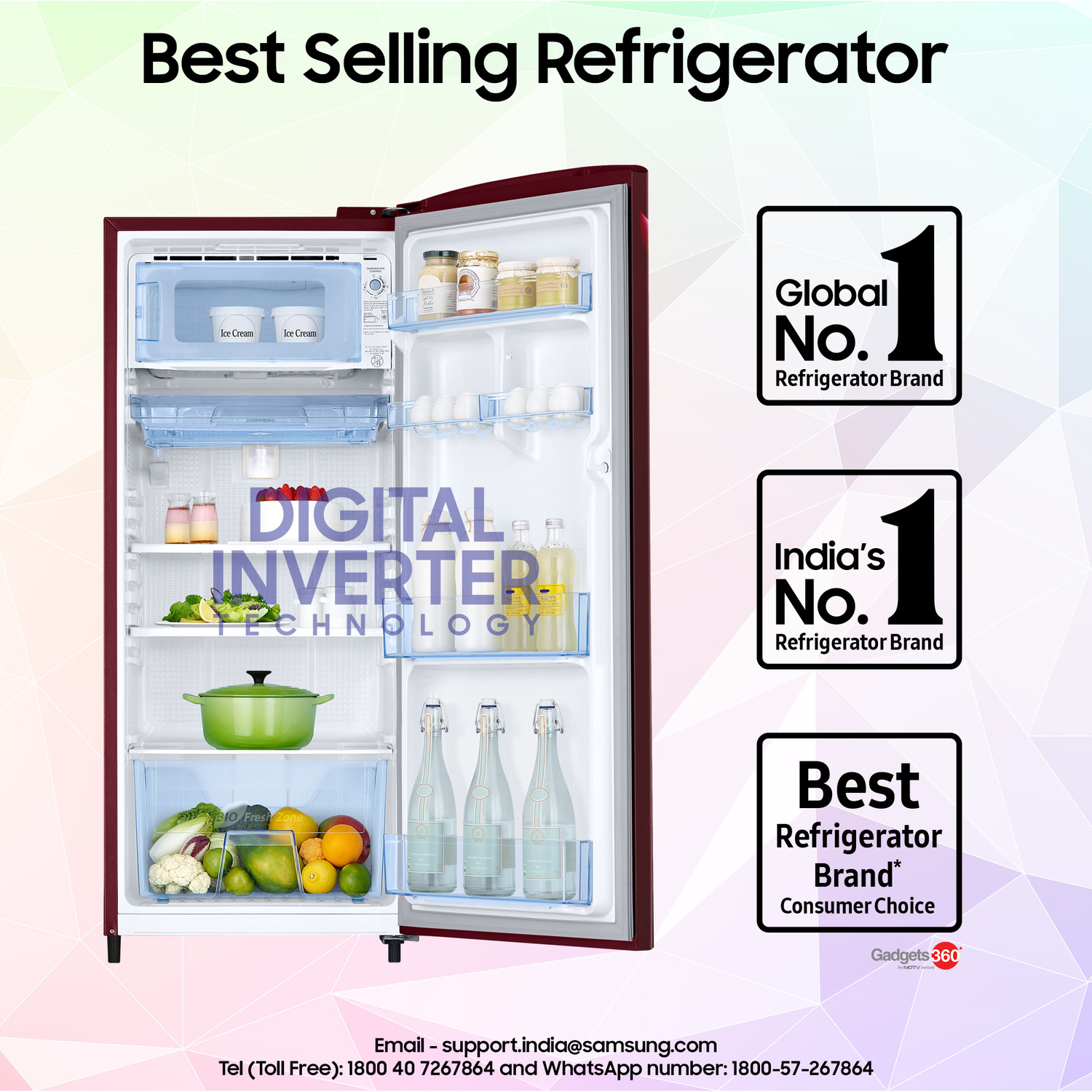 Image of Samsung 223 L Direct Cool Single Door 3 Star Refrigerator with Digital Inverter, Single Touch Defrost, 2026 Model