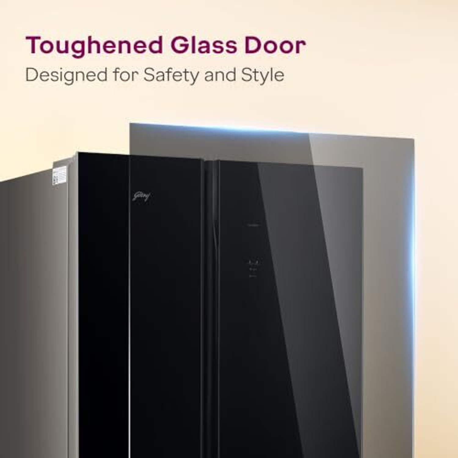 Image of Godrej 540 L Frost Free Side by Side 3 Star Refrigerator with AI Powered 4 Intelligent Modes Advanced Contol Panels Toughened Glass Door