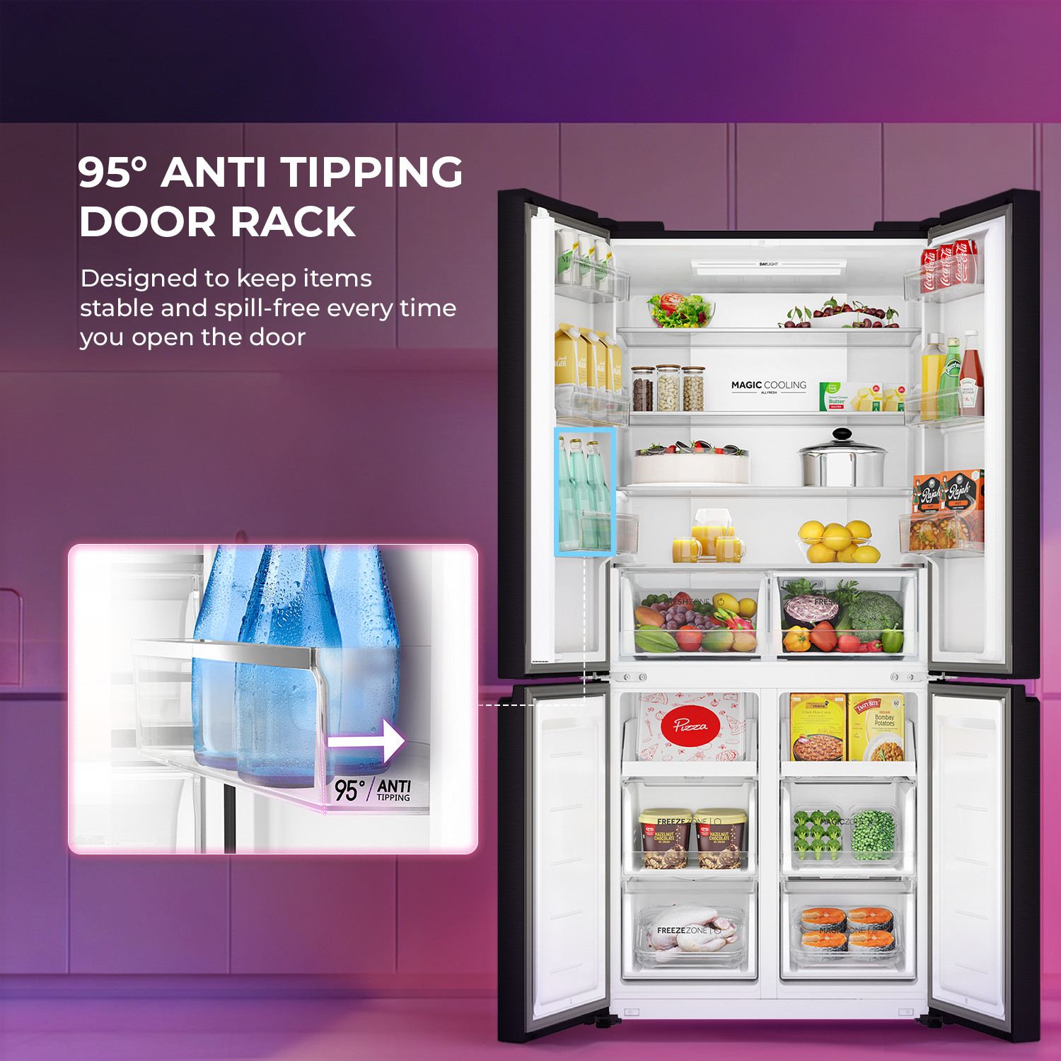Image of Haier 520 L Frost Free Multi-Door 3 Star Convertible Refrigerator with Lumiere Triple Inverter French Door Side by Side (Magic Zone, Deo Fresh Technology, 2026 Model)