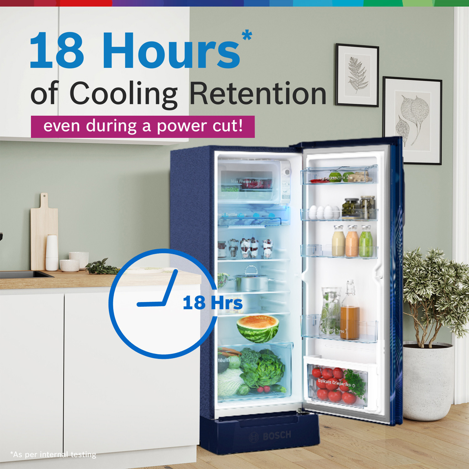 Image of BOSCH 226 L Direct Cool Single Door 4 Star Refrigerator with Base Drawer with Industrys largest vegetable box 18 Hour Cooling Retention during powercut, 2.5x Faster Cooling, Smart inverter compressor