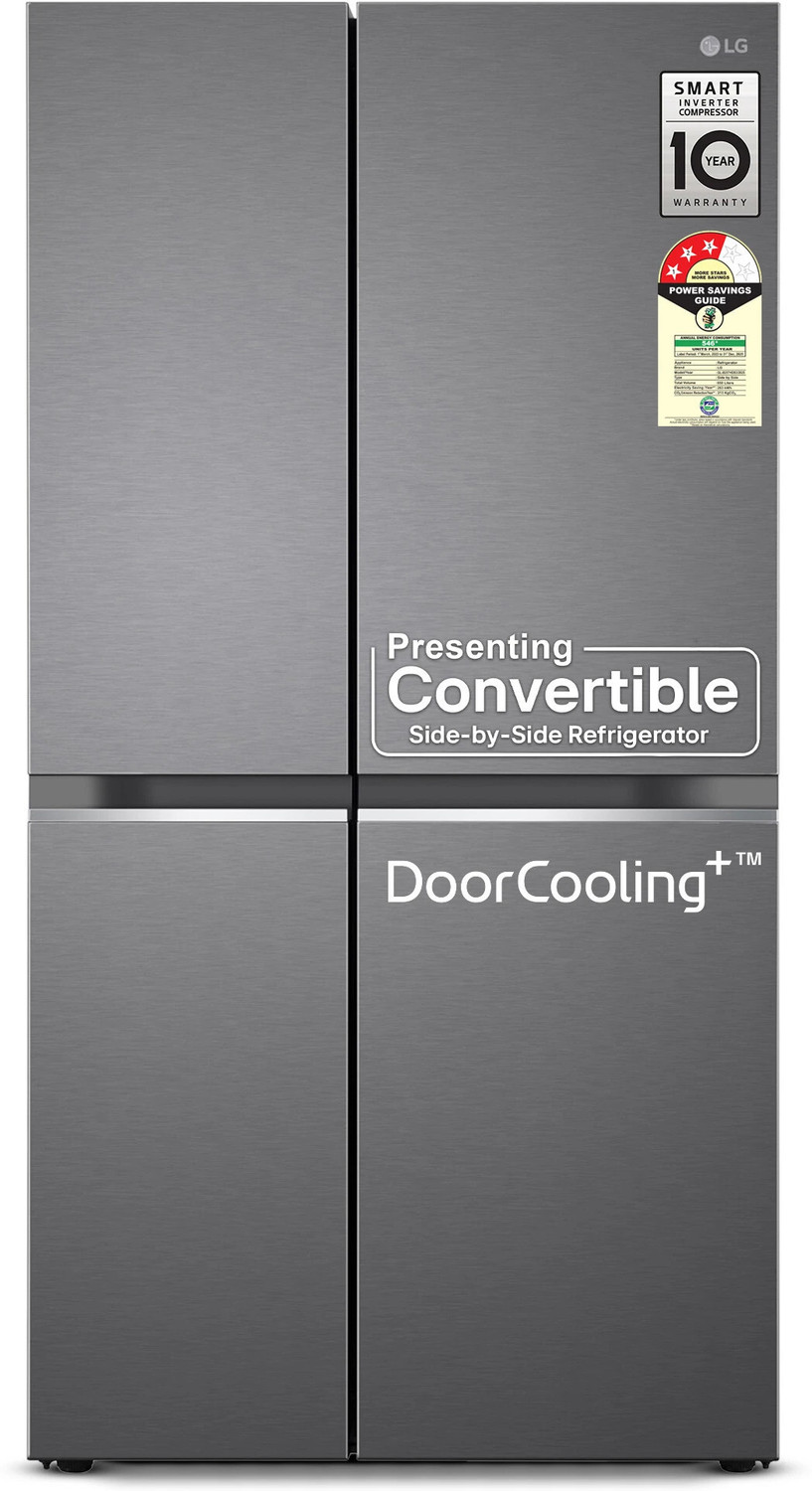 Image of LG 650 L Frost Free Side by Side Convertible Refrigerator with Smart Inverter Compressor, Door Cooling+, Multi Air Flow & Smart Diagnosis