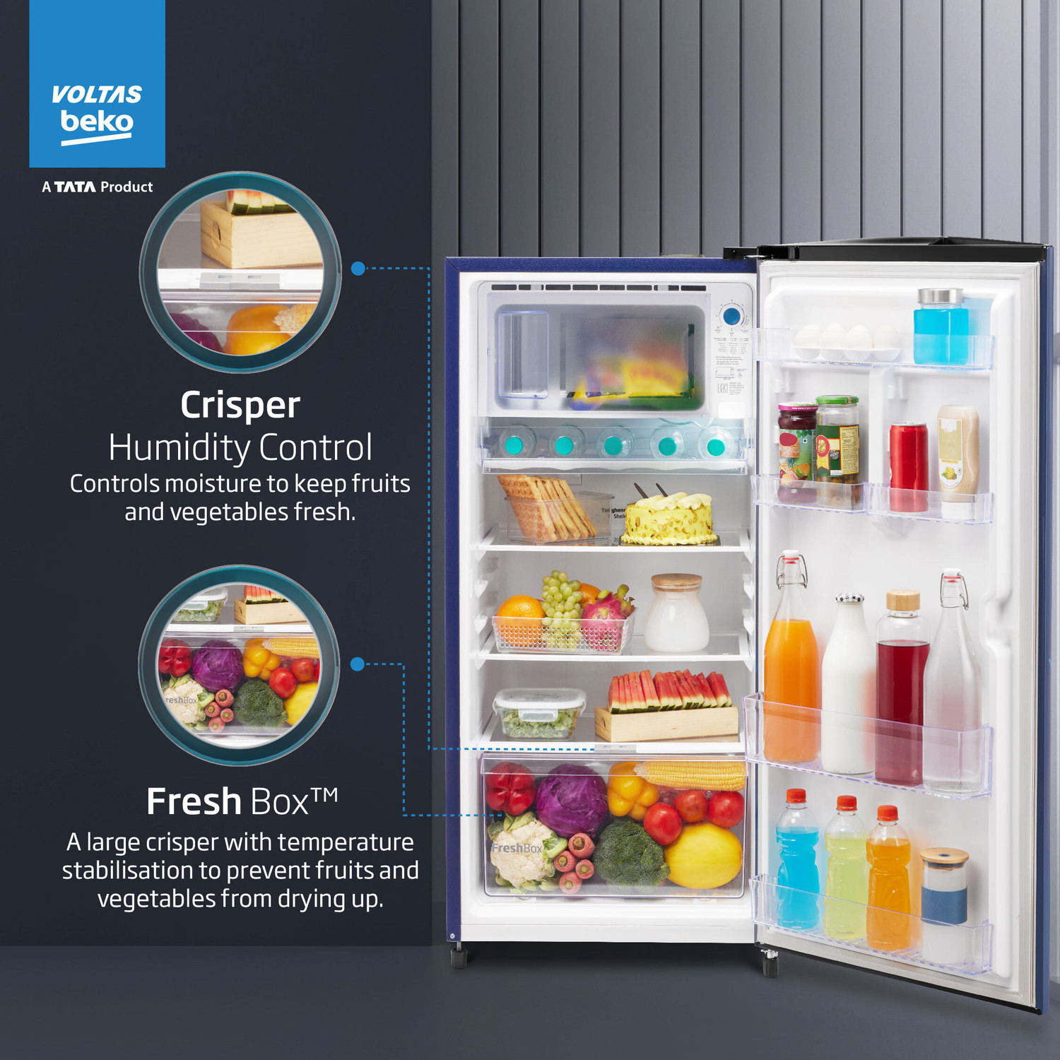 Image of Voltas Beko 183 L Direct Cool Single Door 2 Star Refrigerator