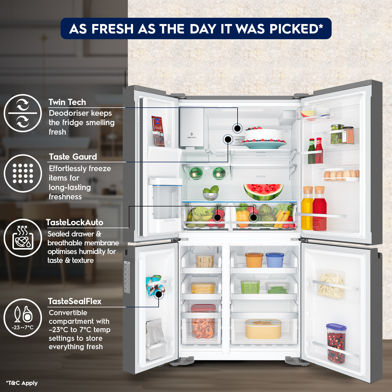 Image of Electrolux 609 L Frost Free Multi-Door Convertible Refrigerator with Inverter with TwinTech Cooling System UltimateTaste 900