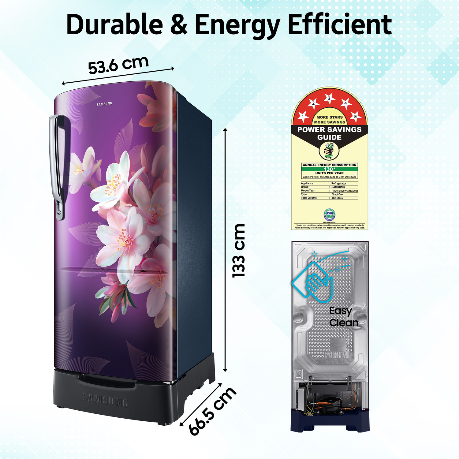 Image of Samsung 183 L Direct Cool Single Door 5 Star Refrigerator with Base Drawer