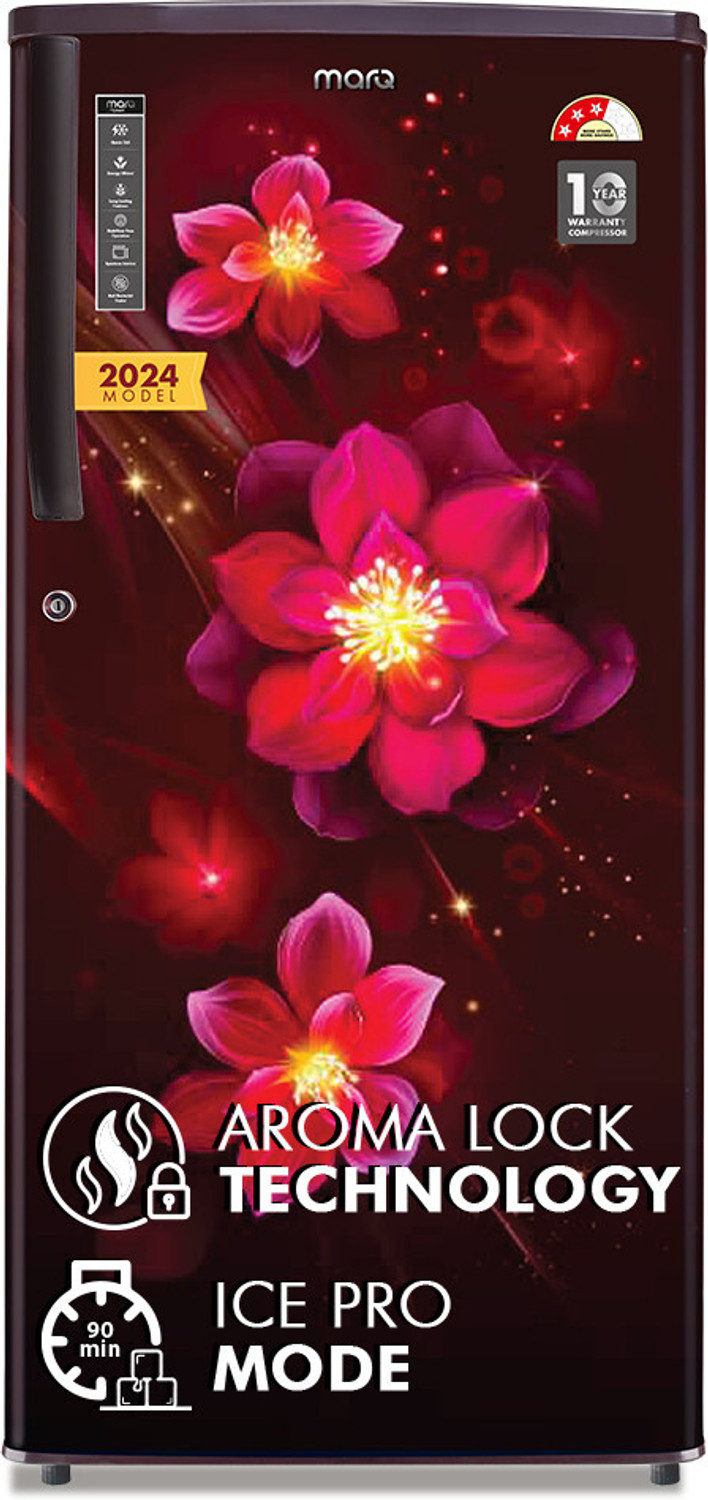 Image of MarQ by Flipkart 183 L Direct Cool Single Door 3 Star Refrigerator with Aroma Lock Technology & Toughened Glass Shelves