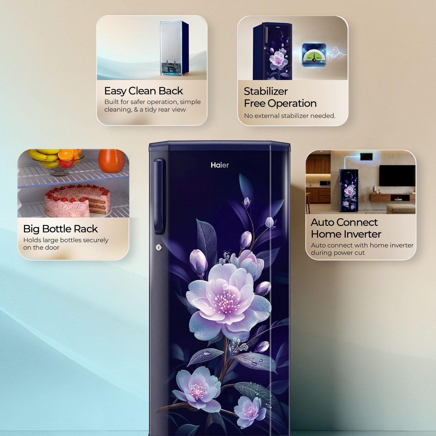 Image of Haier 165 L Direct Cool Single Door 1 Star Refrigerator with with Diamond Edge Freezing Technology, Easy Clean Back, Large Vegetable Box ( 2026 Model)