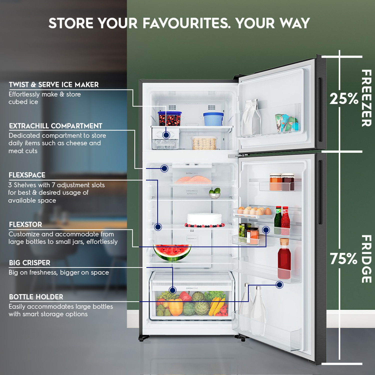 Image of Electrolux 431 L Frost Free Double Door 1 Star Refrigerator with �Inverter Refrigerator with AI AutoSense, GreenZone Technology, UltimateTaste 700�