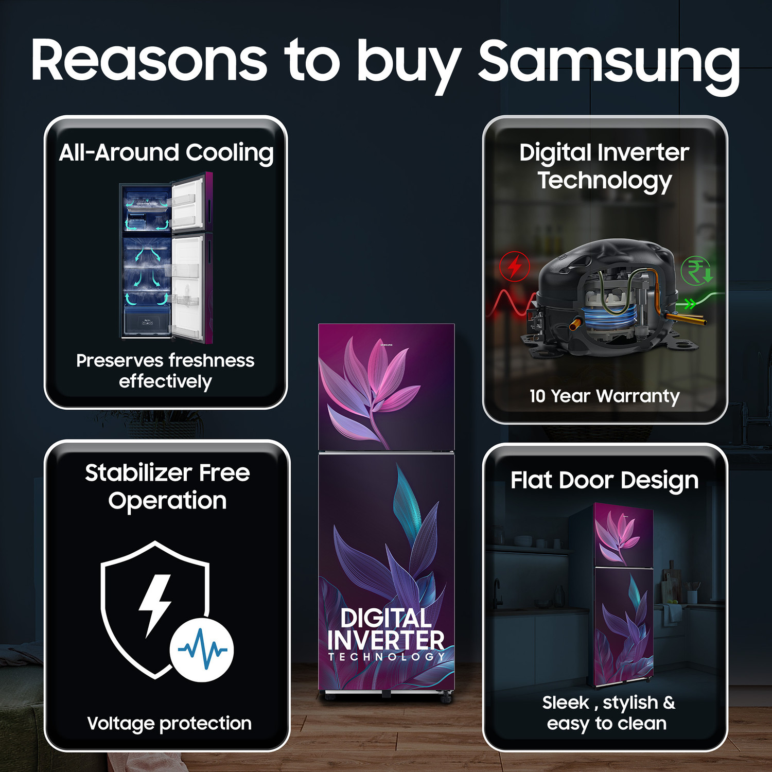 Image of Samsung 236 L Frost Free Double Door 2 Star Refrigerator with Digital Inverter, 2026 Model