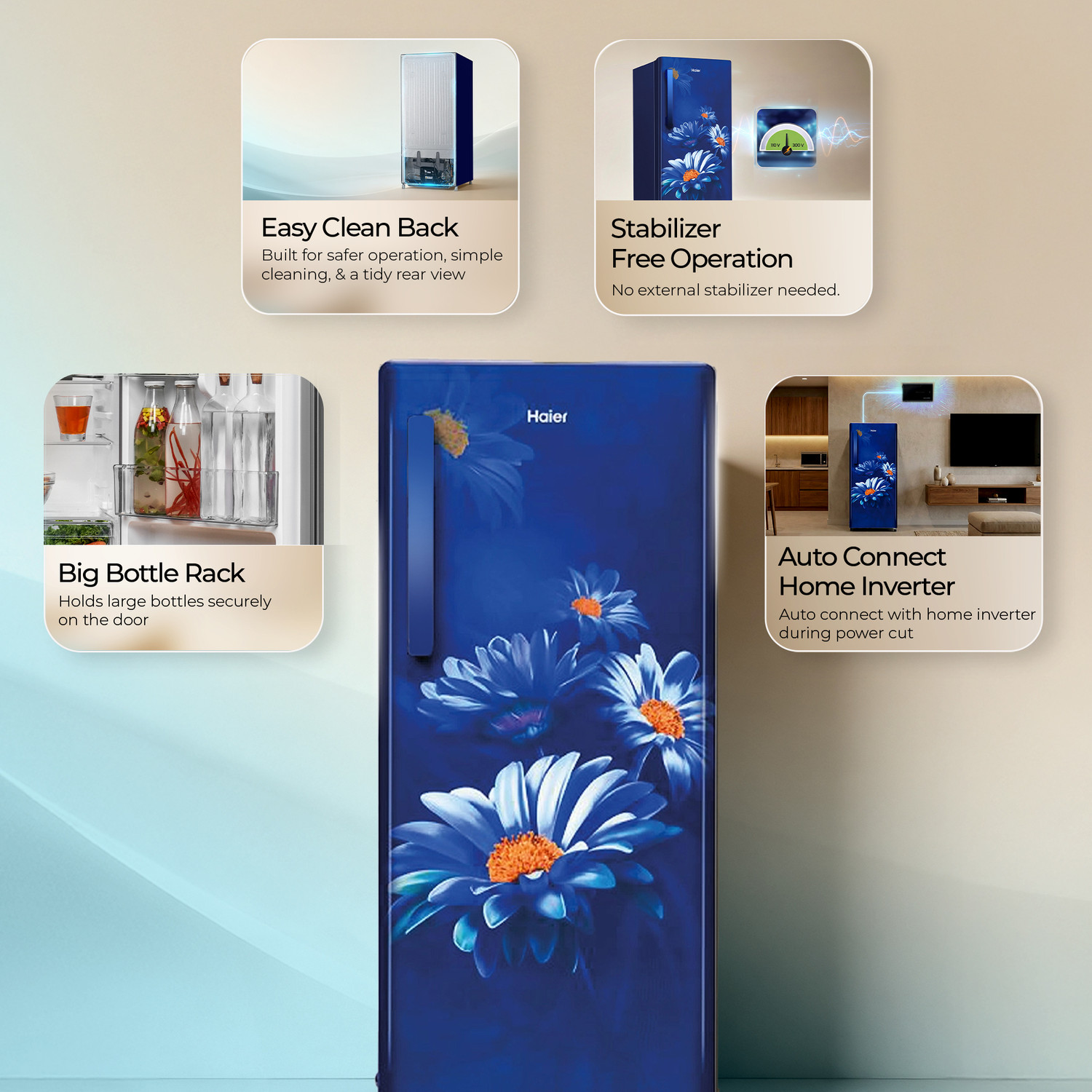 Image of Haier 190 L Direct Cool Single Door 2 Star Refrigerator with Fast Ice Making, Easy Clean Back, Large Vegetable Box ( 2026 Model)