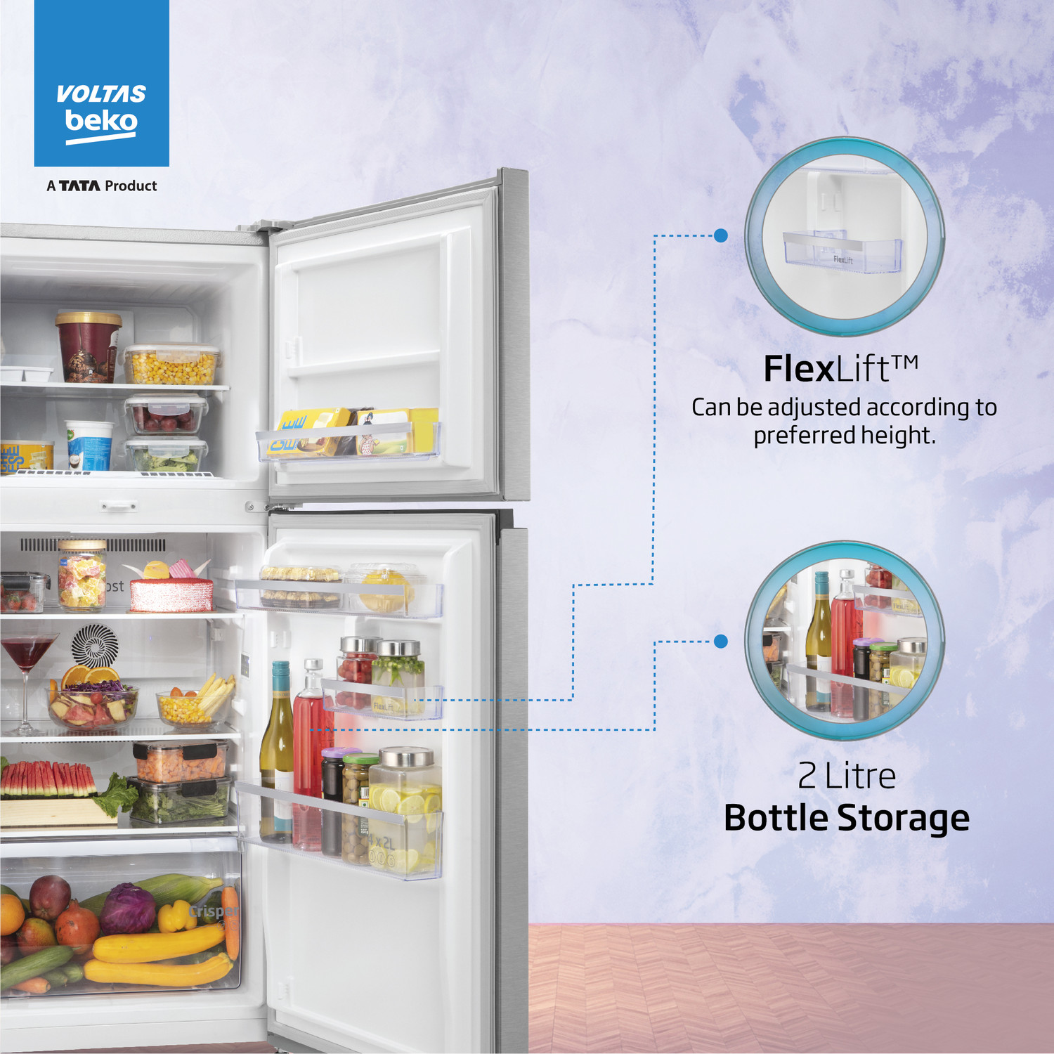 Image of Voltas Beko by A Tata Product 228 L Frost Free Double Door 2 Star Refrigerator