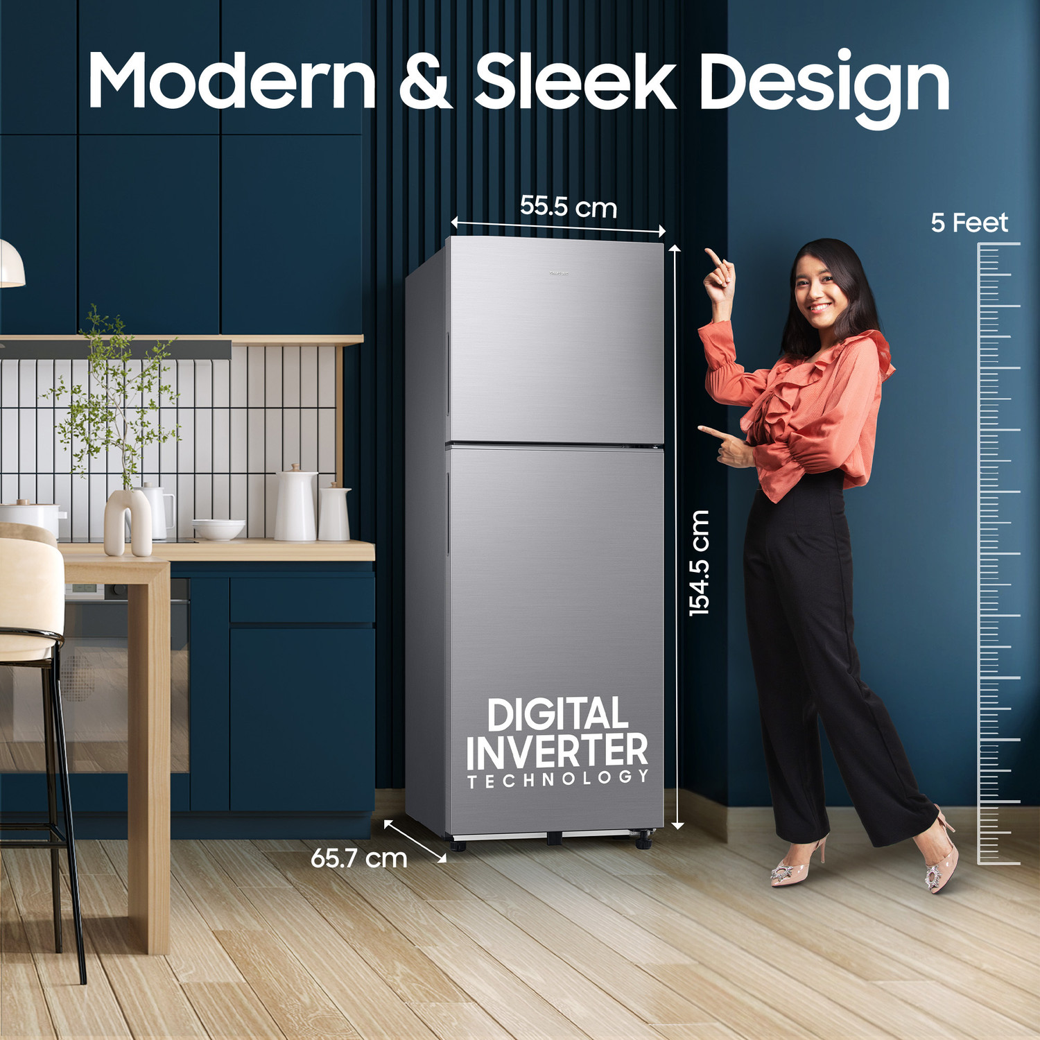 Image of Samsung 236 L Frost Free Double Door 3 Star Refrigerator with Digital Inverter, 2026 Model