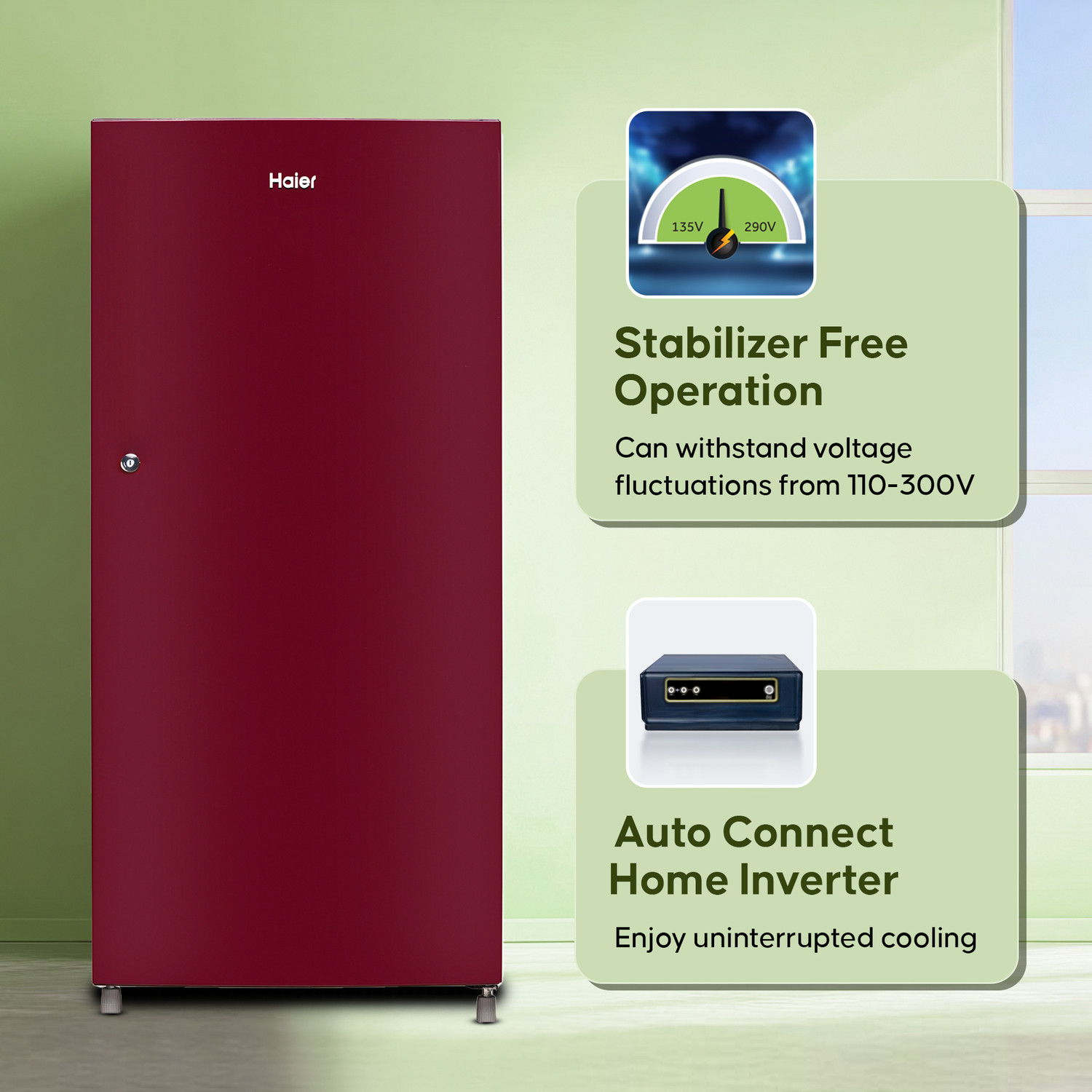 Image of Haier 190 L Direct Cool Single Door 2 Star Refrigerator with 1 Hour Icing TechnologyToughned Glass ShelfLarge Vegetable Box