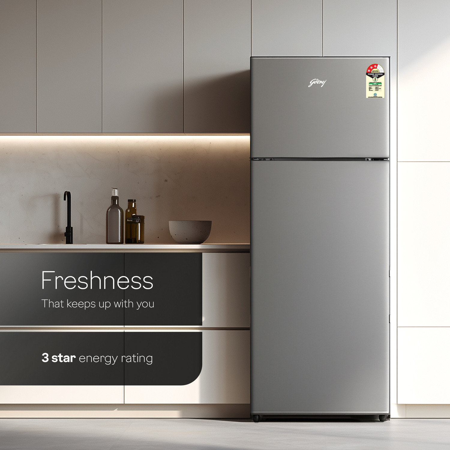 Image of Godrej 238 L Frost Free Double Door 3 Star Refrigerator with Advanced Inverter and 95%+ Food Surface Disinfection