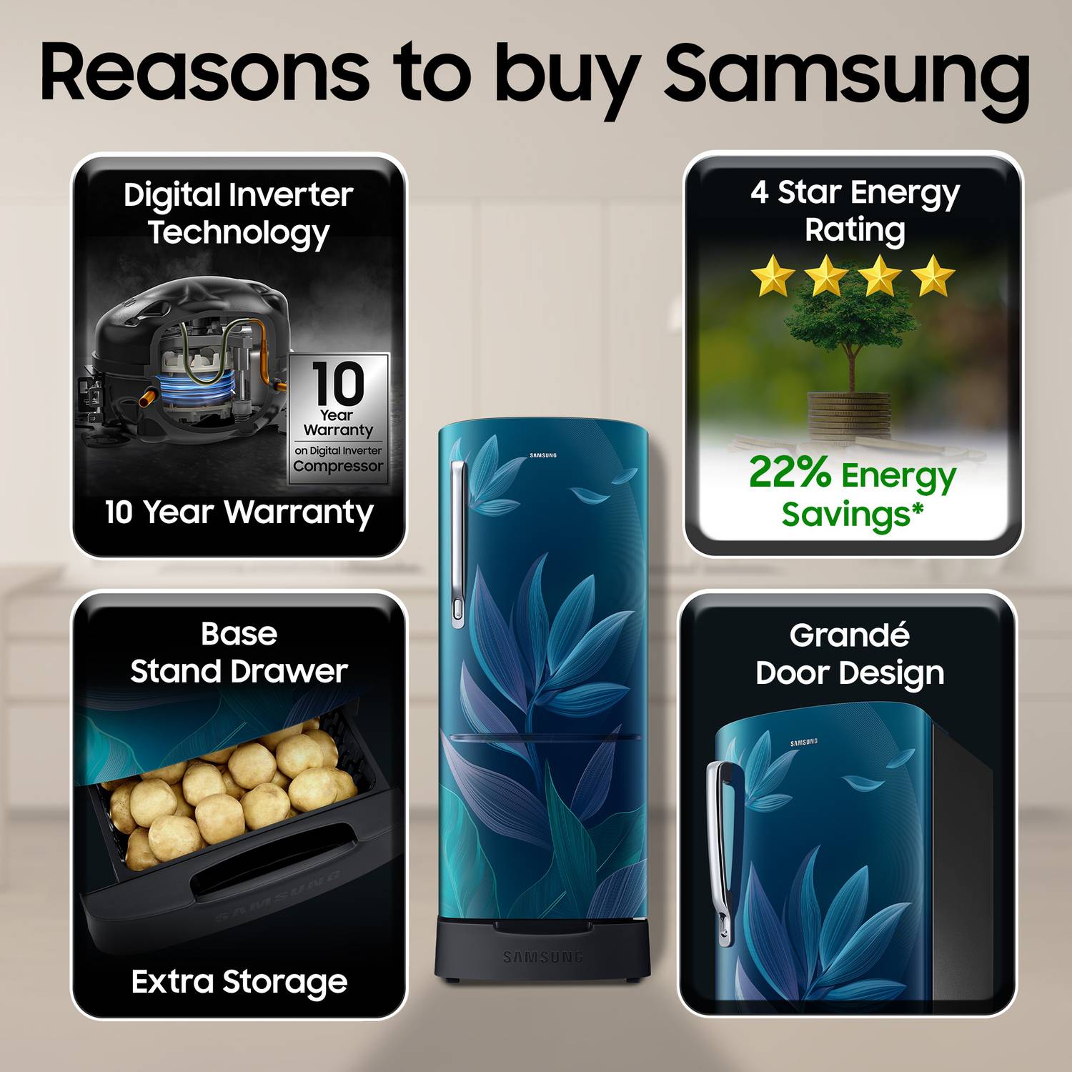Samsung 183L Direct Cool Single Door 4 Star Refrigerator - Image 4