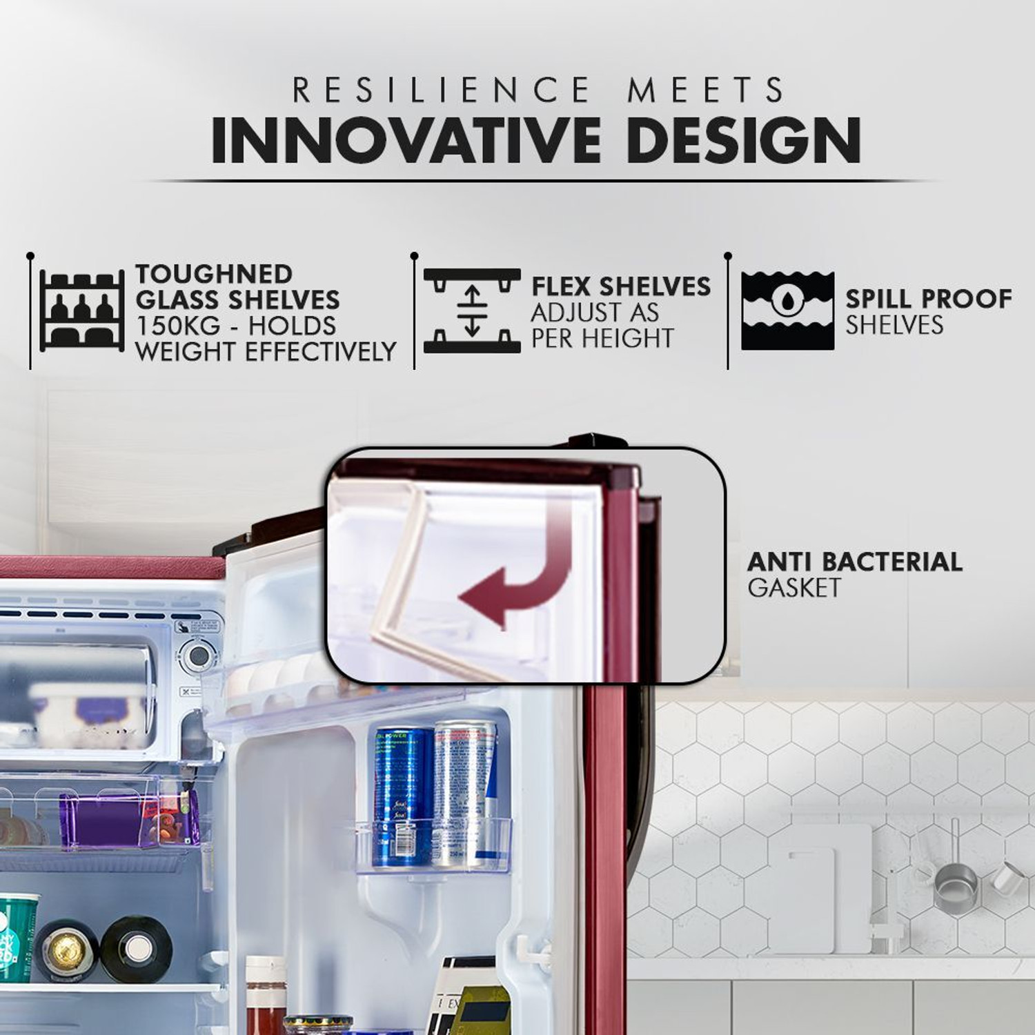 Image of MarQ by Flipkart 183 L Direct Cool Single Door 3 Star Refrigerator with Aroma Lock Technology & Toughened Glass Shelves