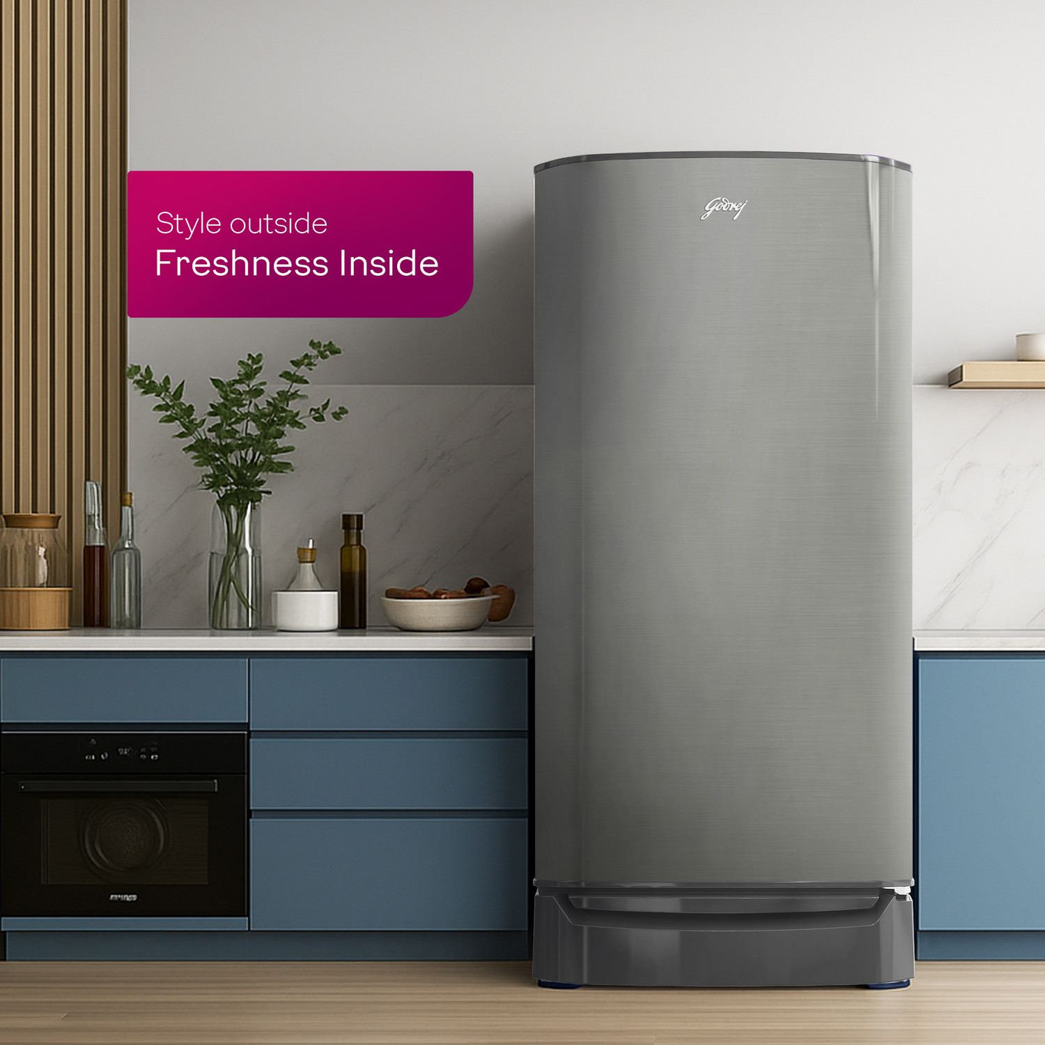 Image of Godrej 183 L Direct Cool Single Door 2 Star Refrigerator with Base Drawer with 24 Days Farm Freshness 20L Jumbo Vegetable Tray Toughened Glass Shelves 2.5L Bottle Space