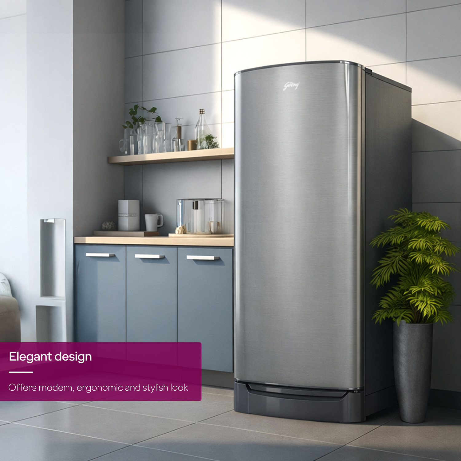 Image of Godrej 183 L Direct Cool Single Door 2 Star Refrigerator with Base Drawer with 24 Days Farm Freshness 20L Jumbo Vegetable Tray Toughened Glass Shelves 2.5L Bottle Space