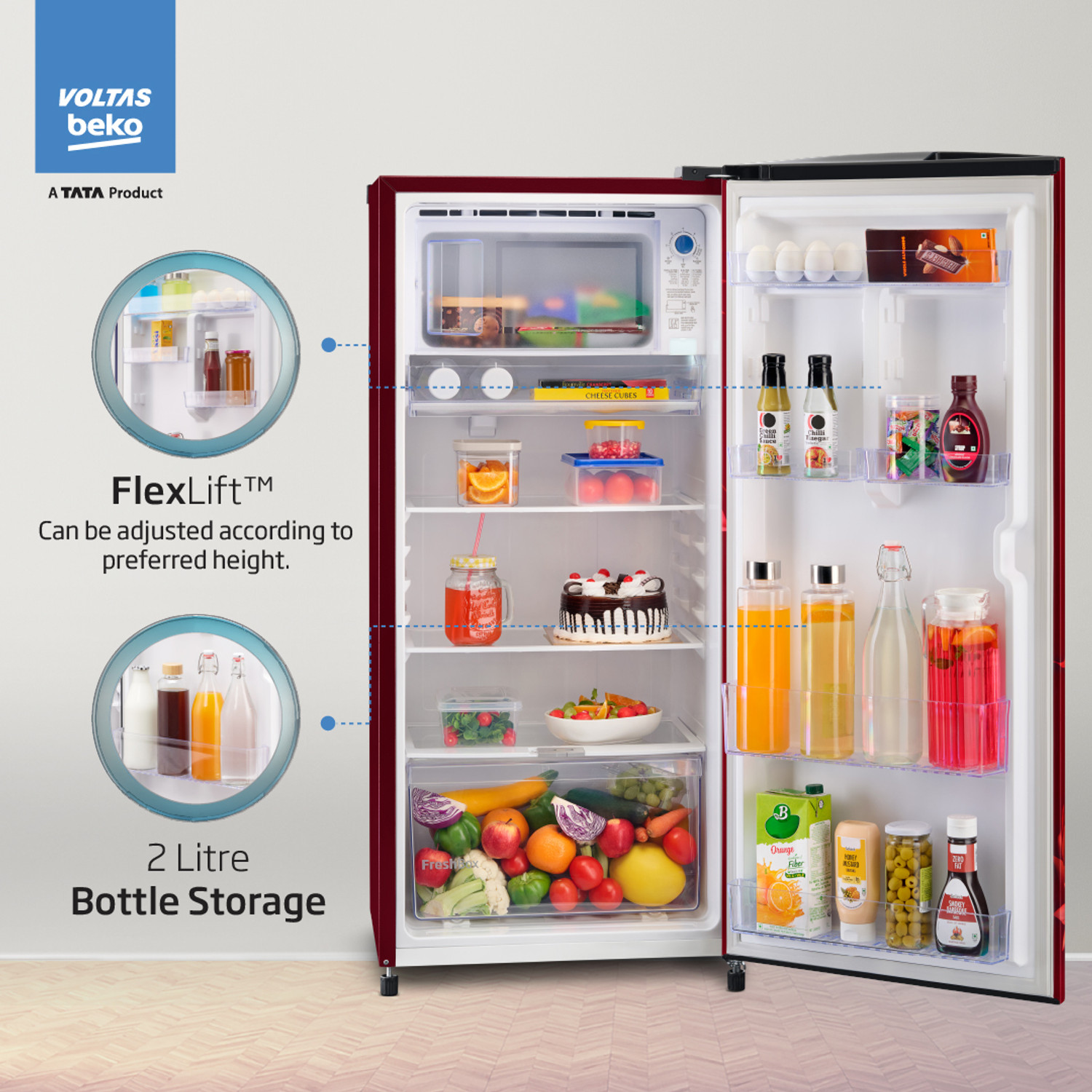 Image of Voltas Beko 183 L Direct Cool Single Door 2 Star Refrigerator