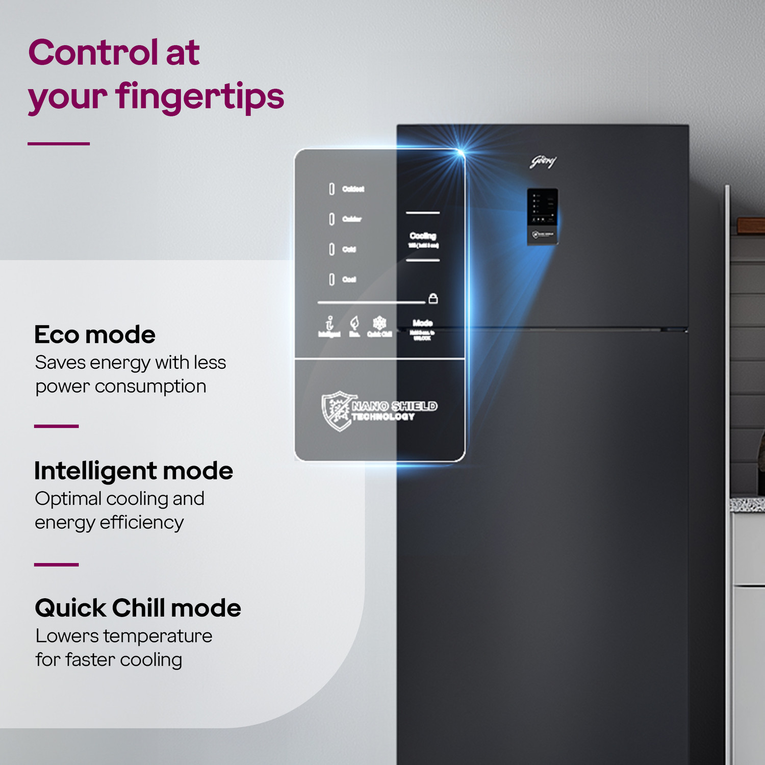 Image of Godrej 436 L Frost Free Double Door 2 Star Refrigerator with Powered by AI Tech With 6-In-1 Convertible Freezer Modes And 95%+ Food Surface Disinfection
