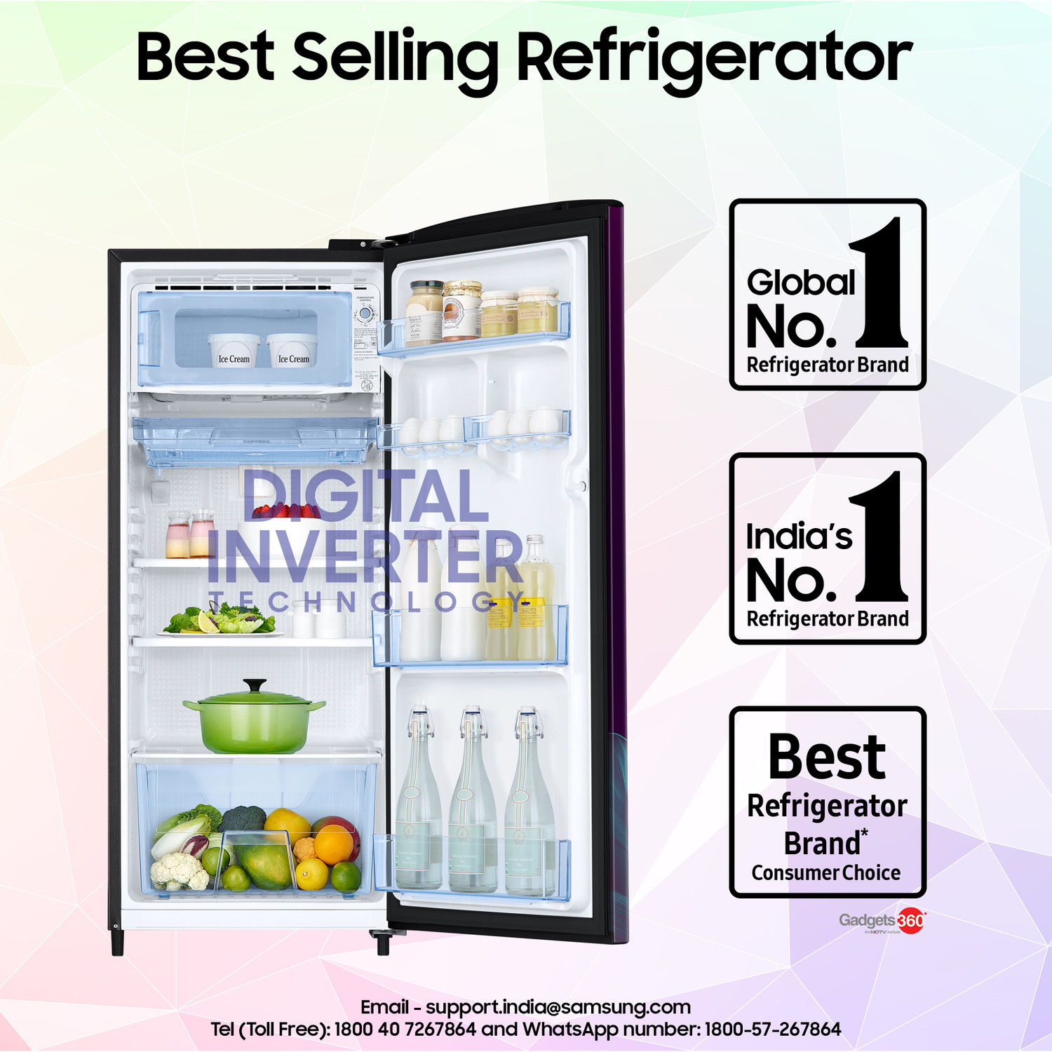 Image of Samsung 183 L Direct Cool Single Door 4 Star Refrigerator with Digital Inverter, Single Touch Defrost, 2026 Model