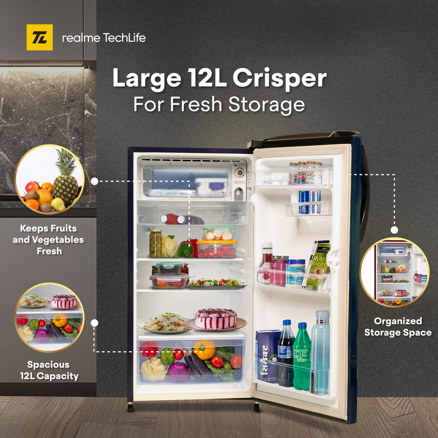 Image of realme TechLife 180 L Direct Cool Single Door 2 Star Refrigerator