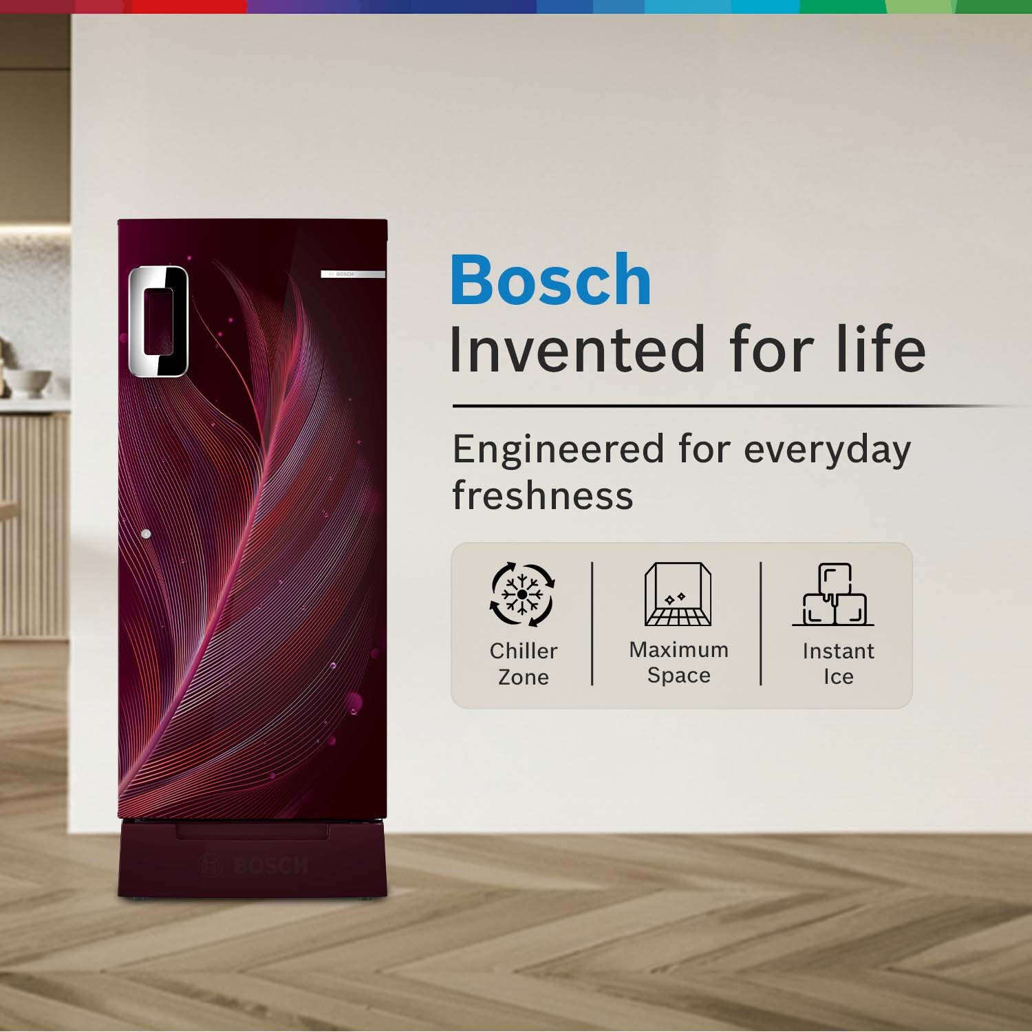 Image of BOSCH 207 L Direct Cool Single Door 5 Star Refrigerator with Base Drawer with Industry's largest vegetable box & Beverage space